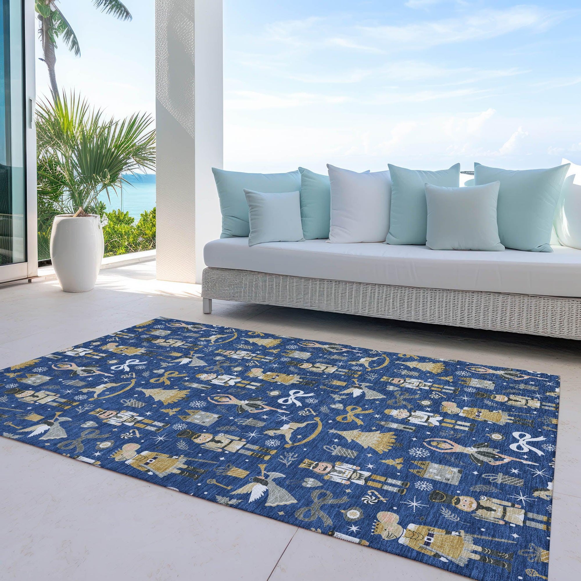 Addison Rugs Raeara Blue Washable Indoor-Outdoor Rug