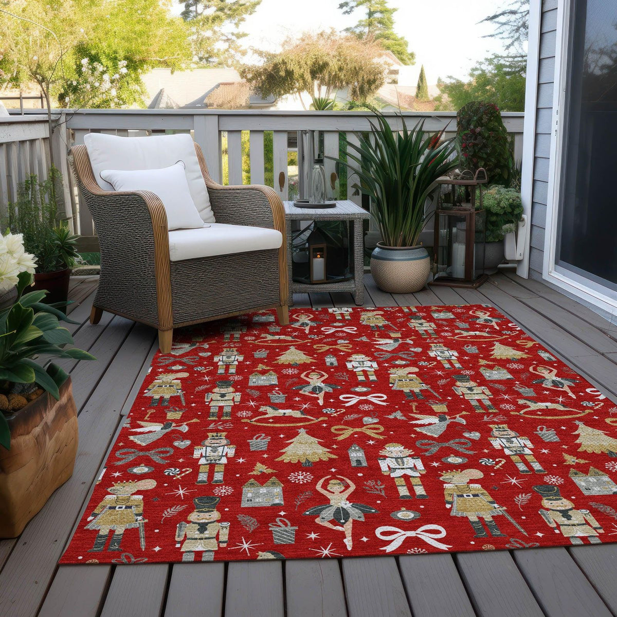 Raeara Red Washable Indoor-Outdoor Rug - Area Rug, Ships in 2-3 Days - view 3