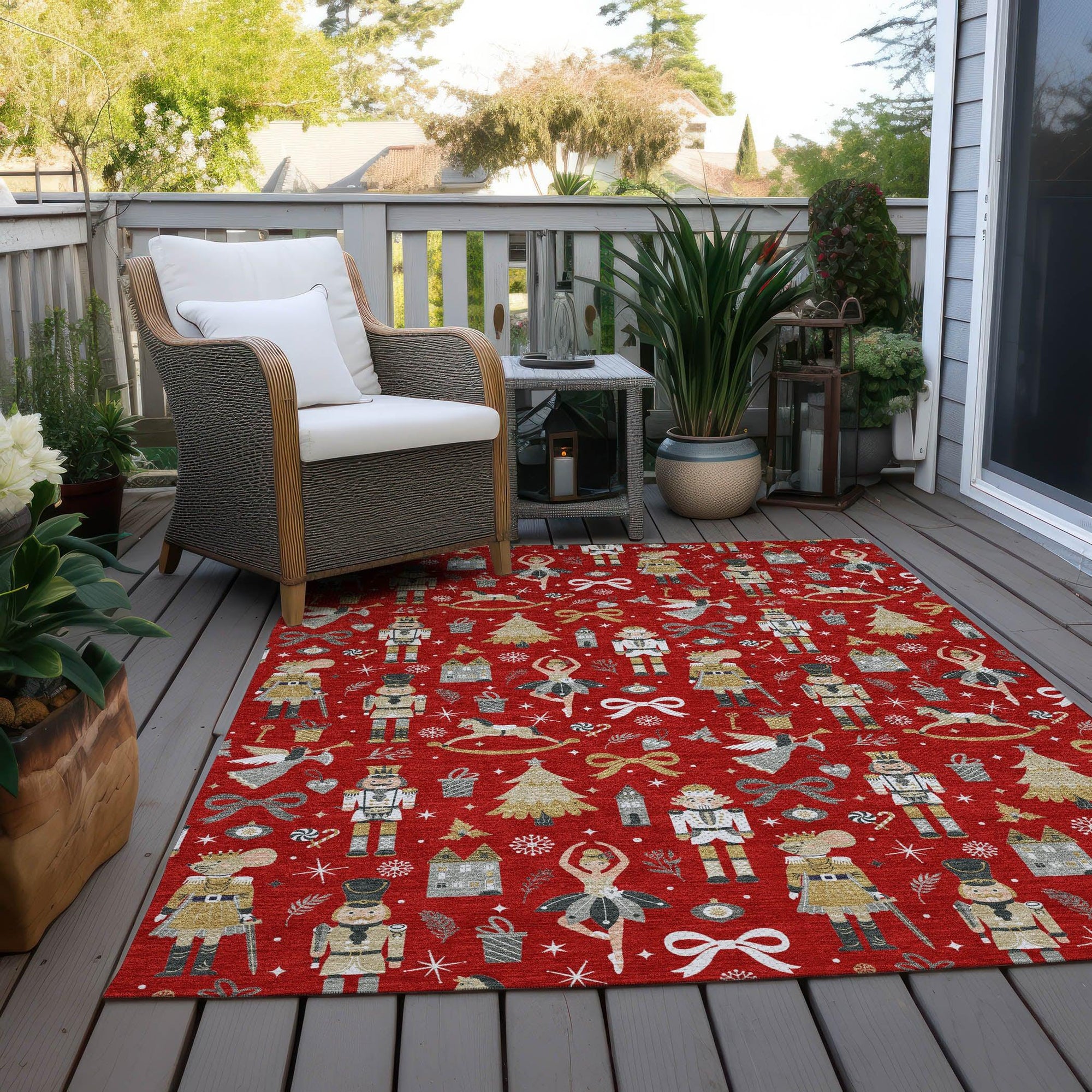 Raeara Red Washable Indoor-Outdoor Rug