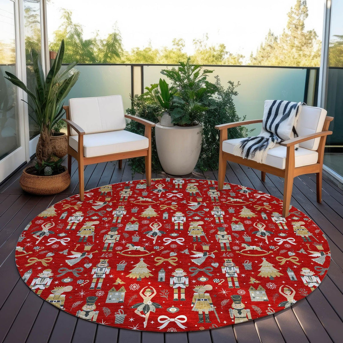 Raeara Red Washable Indoor-Outdoor Rug - Area Rug, Ships in 2-3 Days - view 12