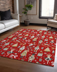 Raeara Red Washable Indoor-Outdoor Rug