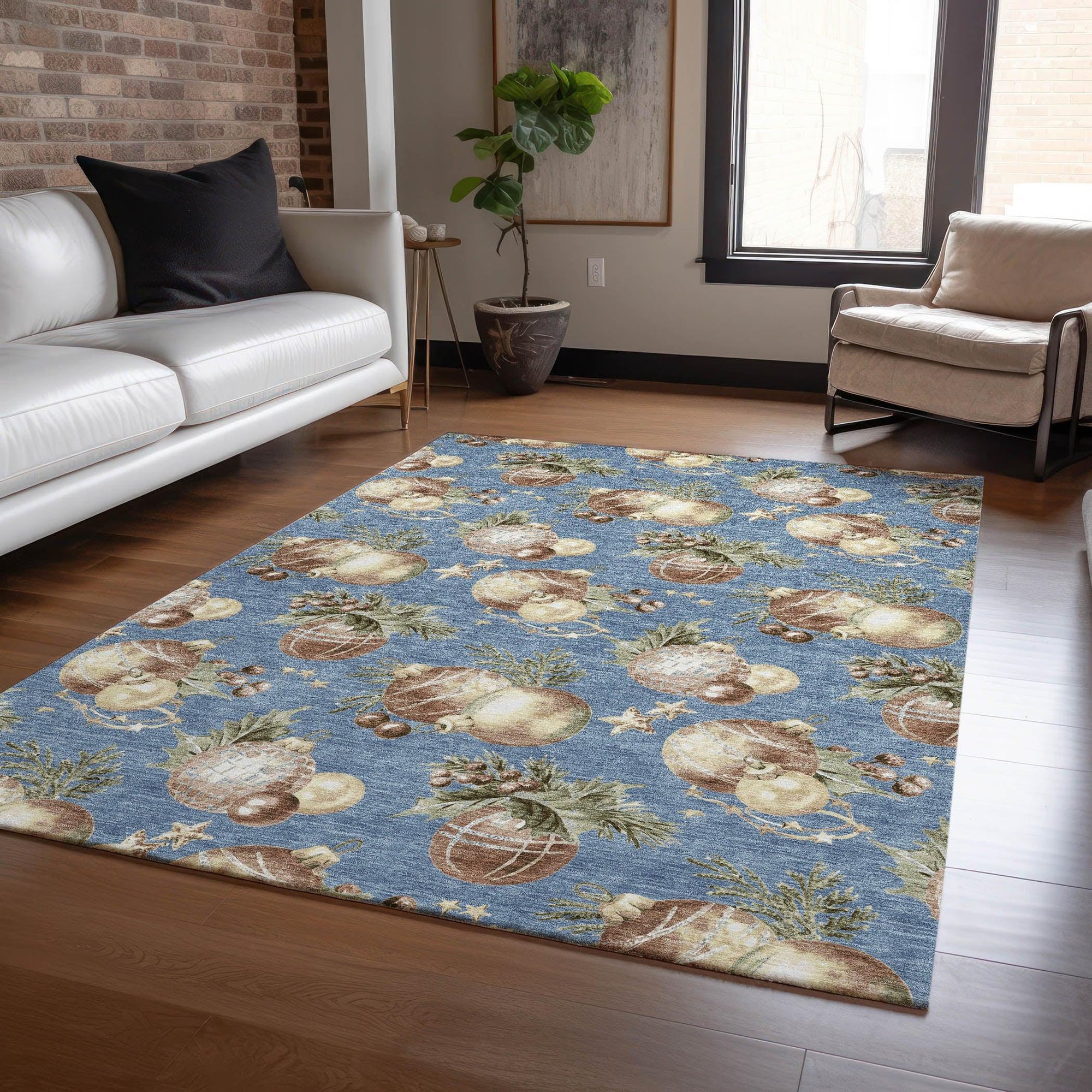 Addison Rugs Raearis Blue Washable Indoor-Outdoor Rug