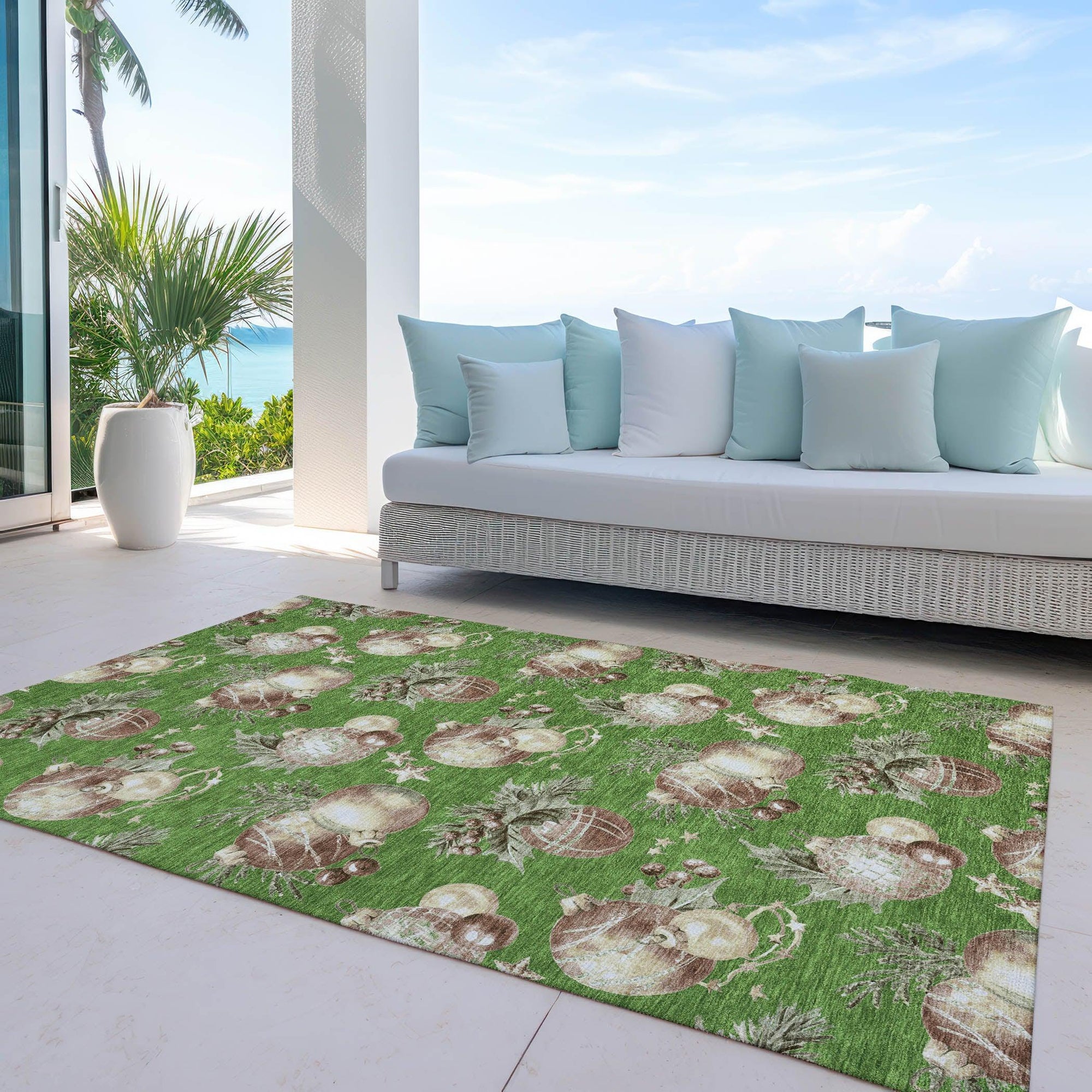 Addison Rugs Raearis Green Washable Indoor-Outdoor Rug