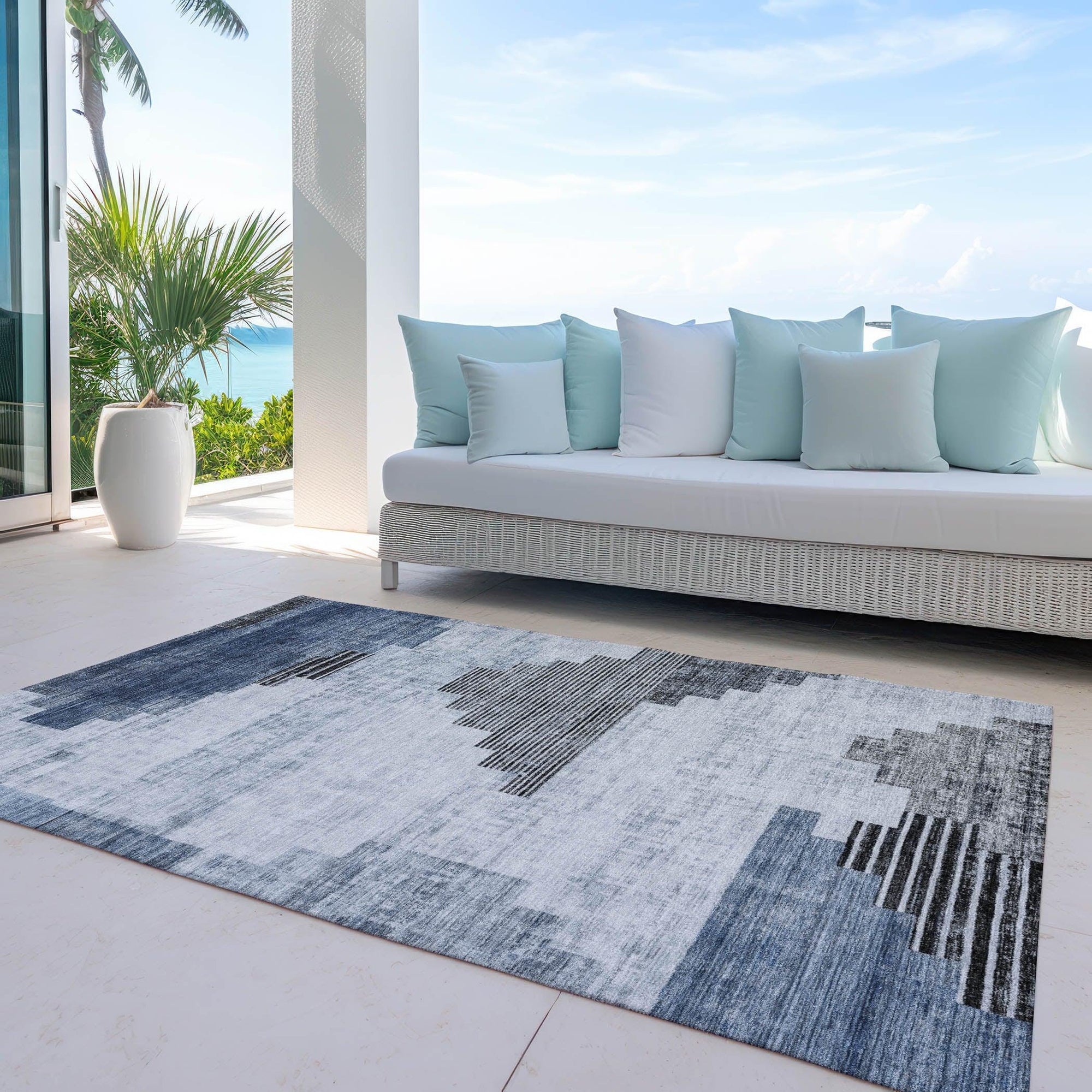 Addison Rugs Raeel Blue Washable Indoor-Outdoor Rug