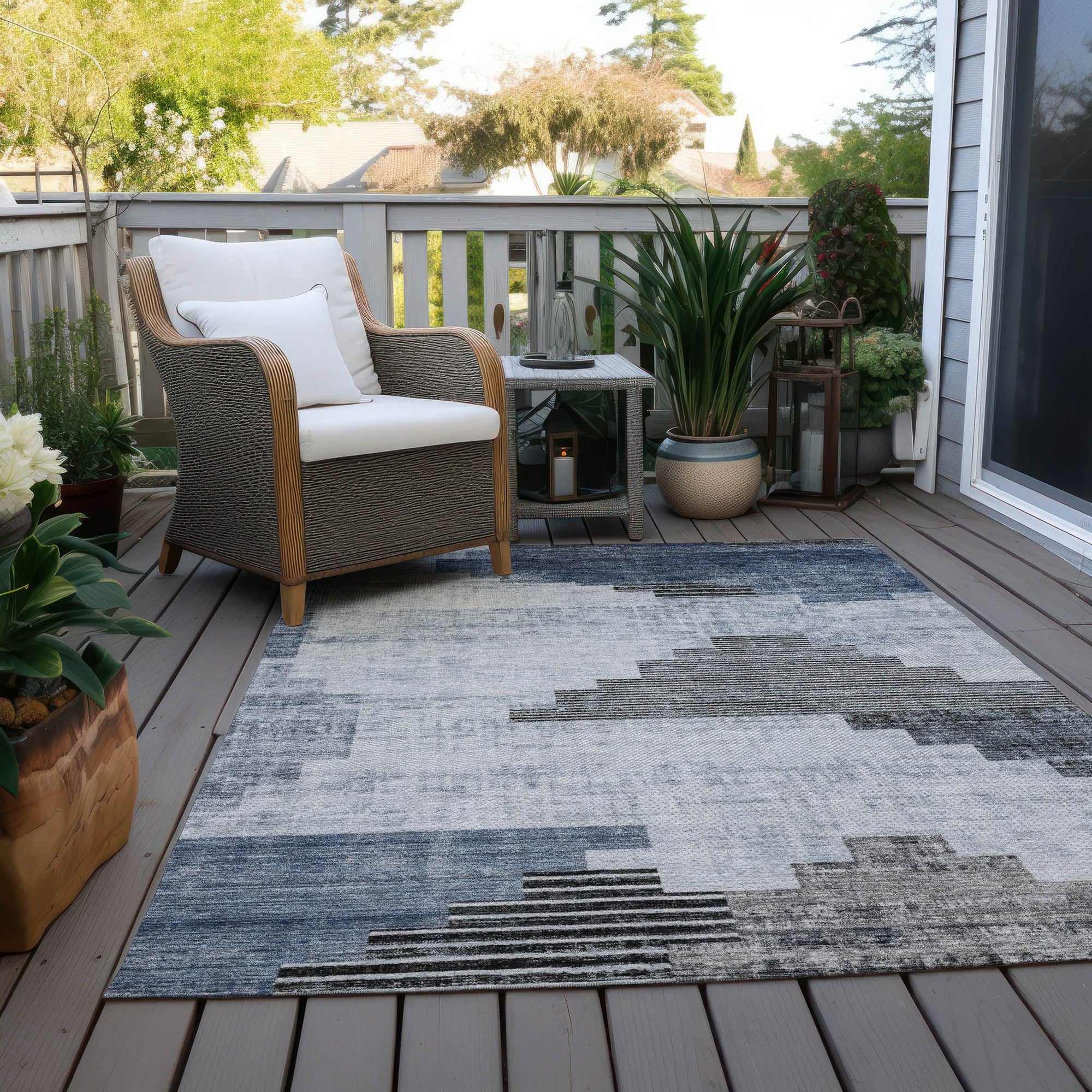 Addison Rugs Raeel Blue Washable Indoor-Outdoor Rug