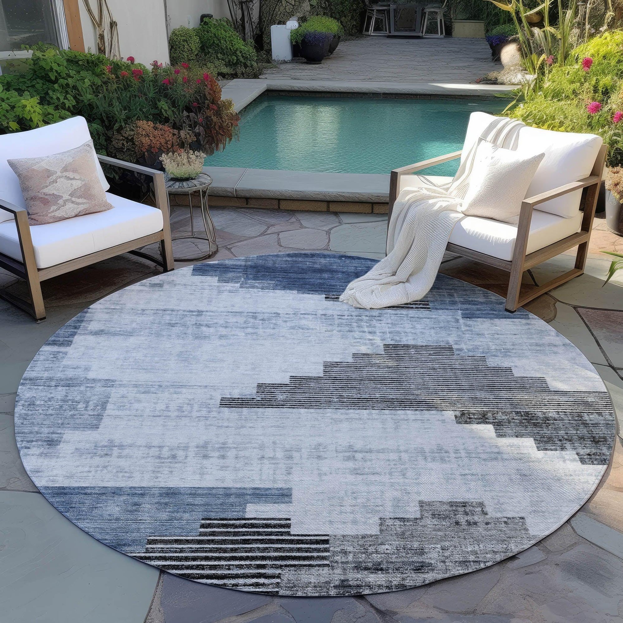 Addison Rugs Raeel Blue Washable Indoor-Outdoor Rug