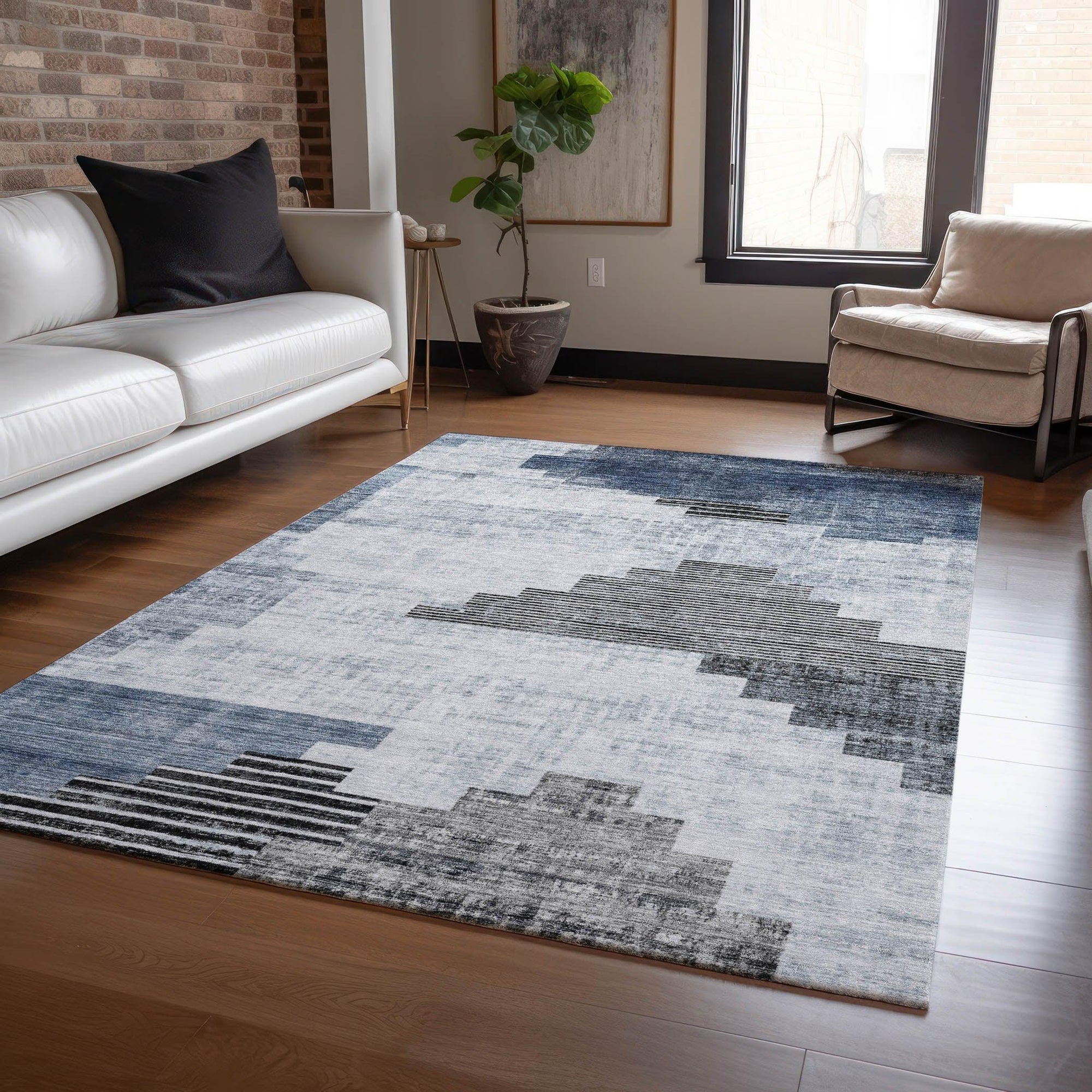 Addison Rugs Raeel Blue Washable Indoor-Outdoor Rug