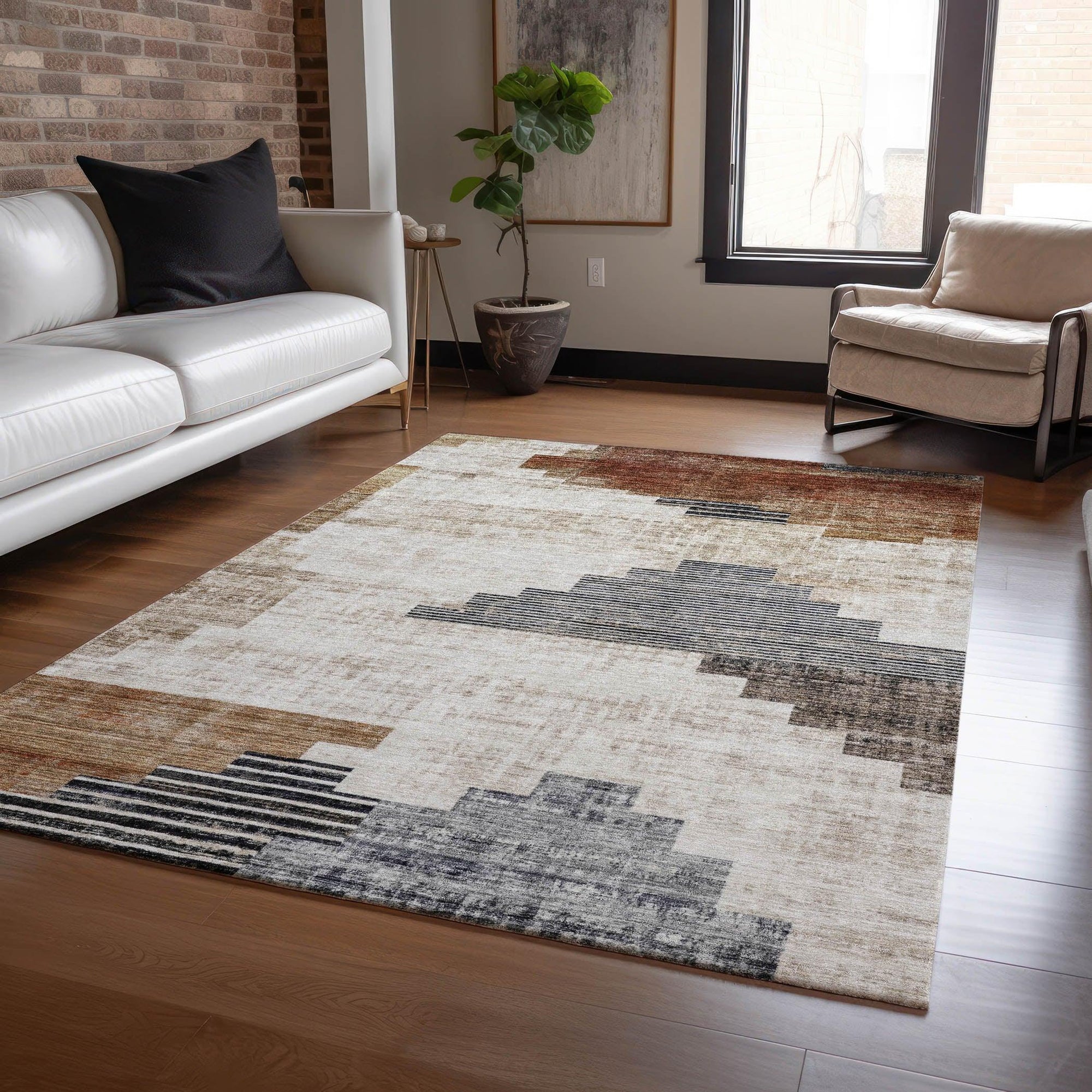 Addison Rugs Raeel Orange Washable Indoor-Outdoor Rug