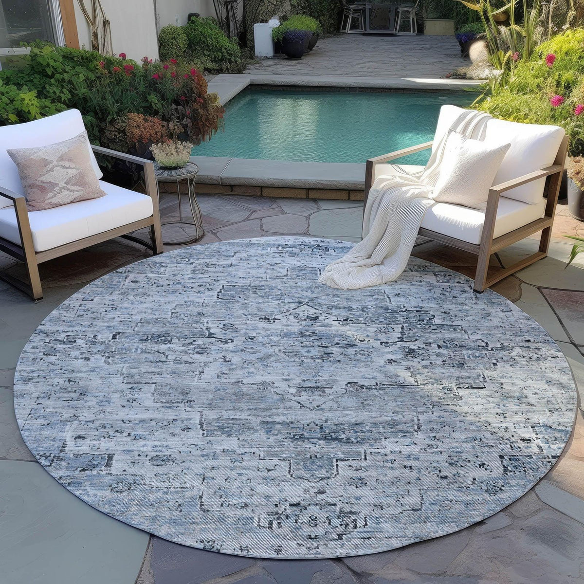 Addison Rugs Raeor Blue Washable Indoor-Outdoor Rug