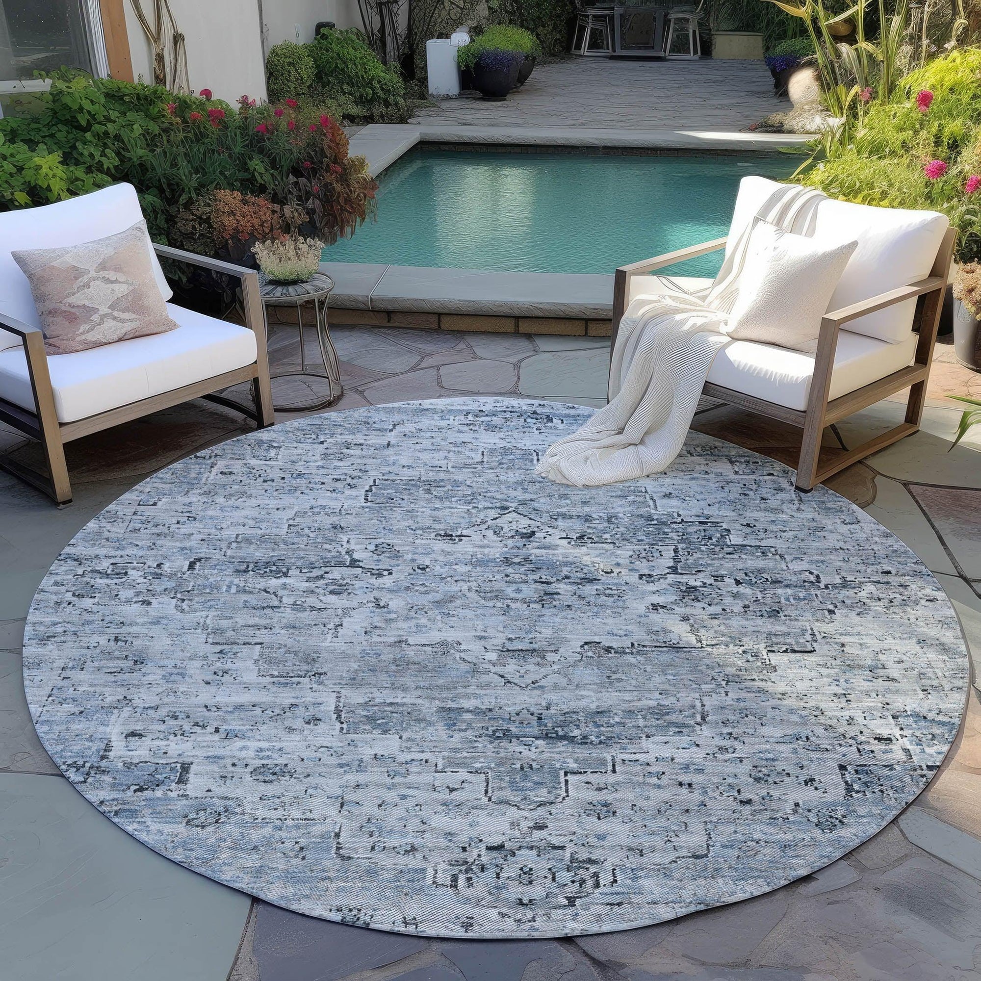 Addison Rugs Raeor Blue Washable Indoor-Outdoor Rug