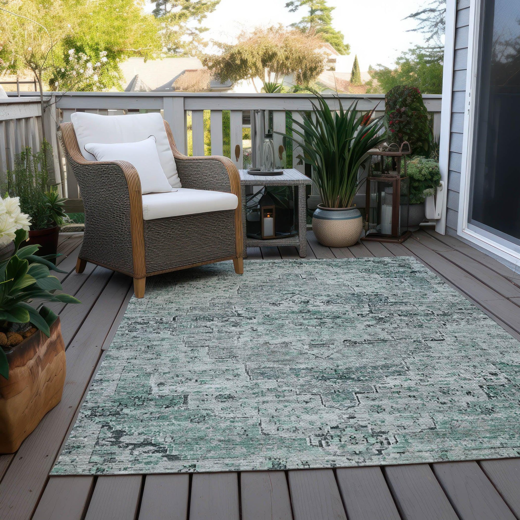 Addison Rugs Raeor Teal Washable Indoor-Outdoor Rug