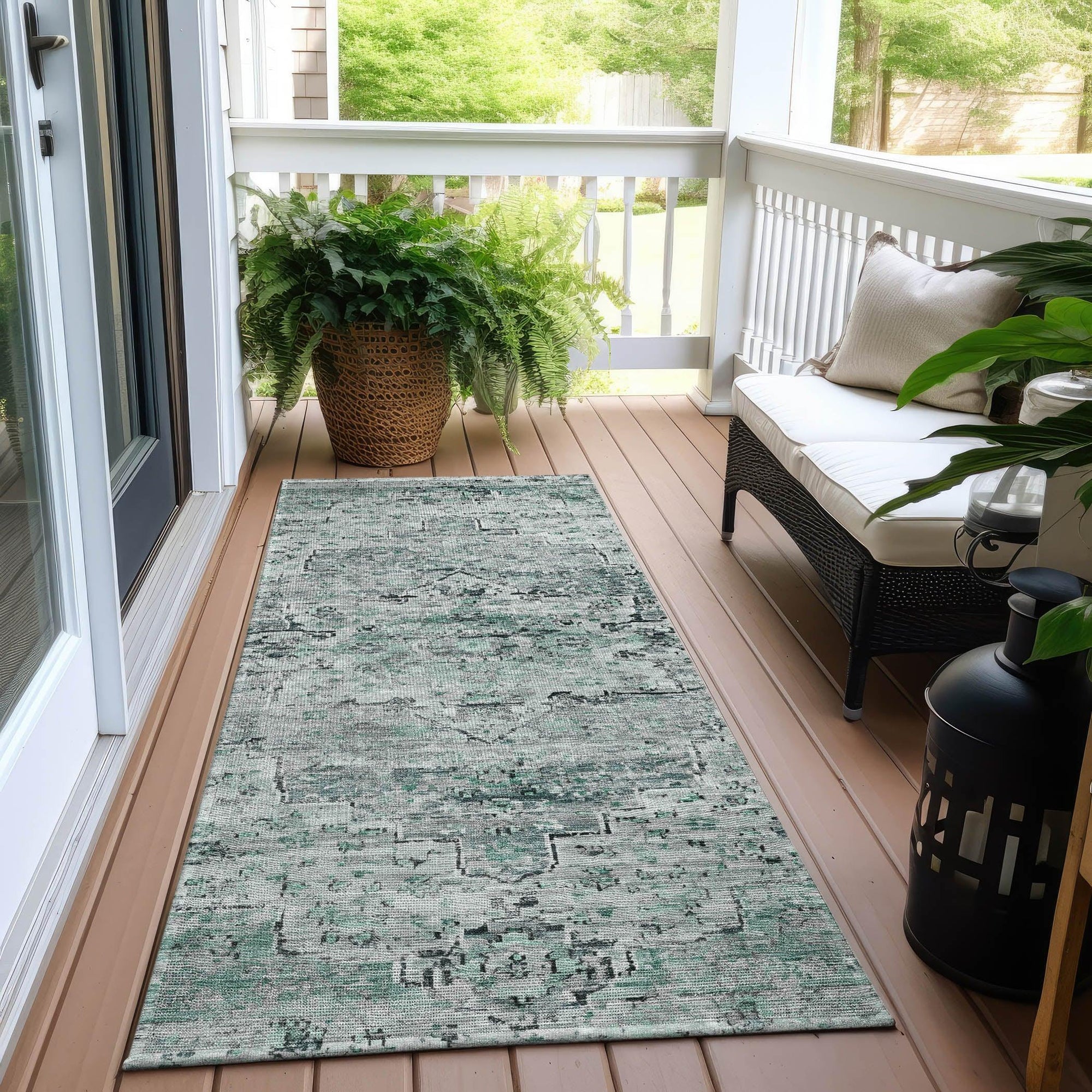 Addison Rugs Raeor Teal Washable Indoor-Outdoor Rug