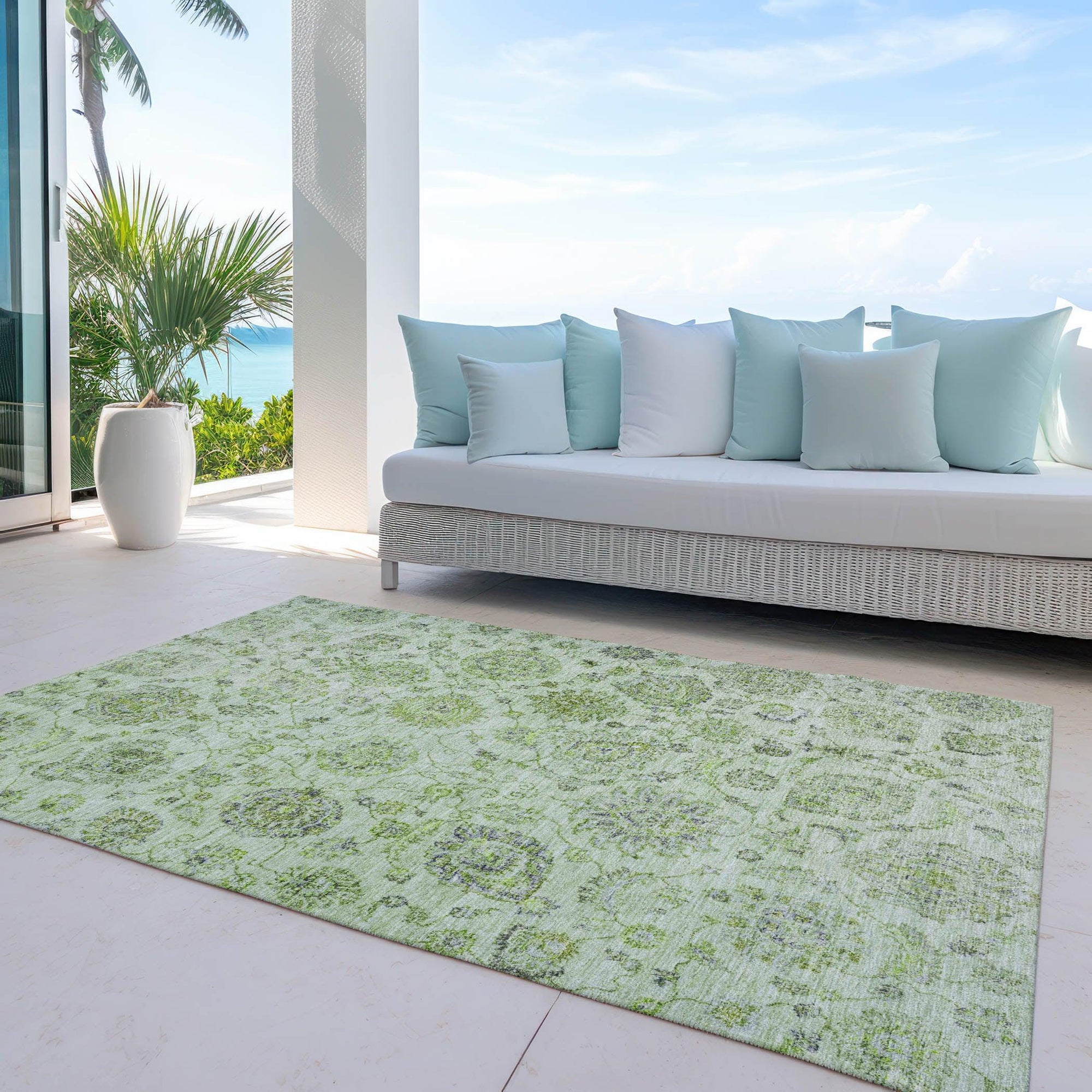 Addison Rugs Raeora Green Washable Indoor-Outdoor Rug