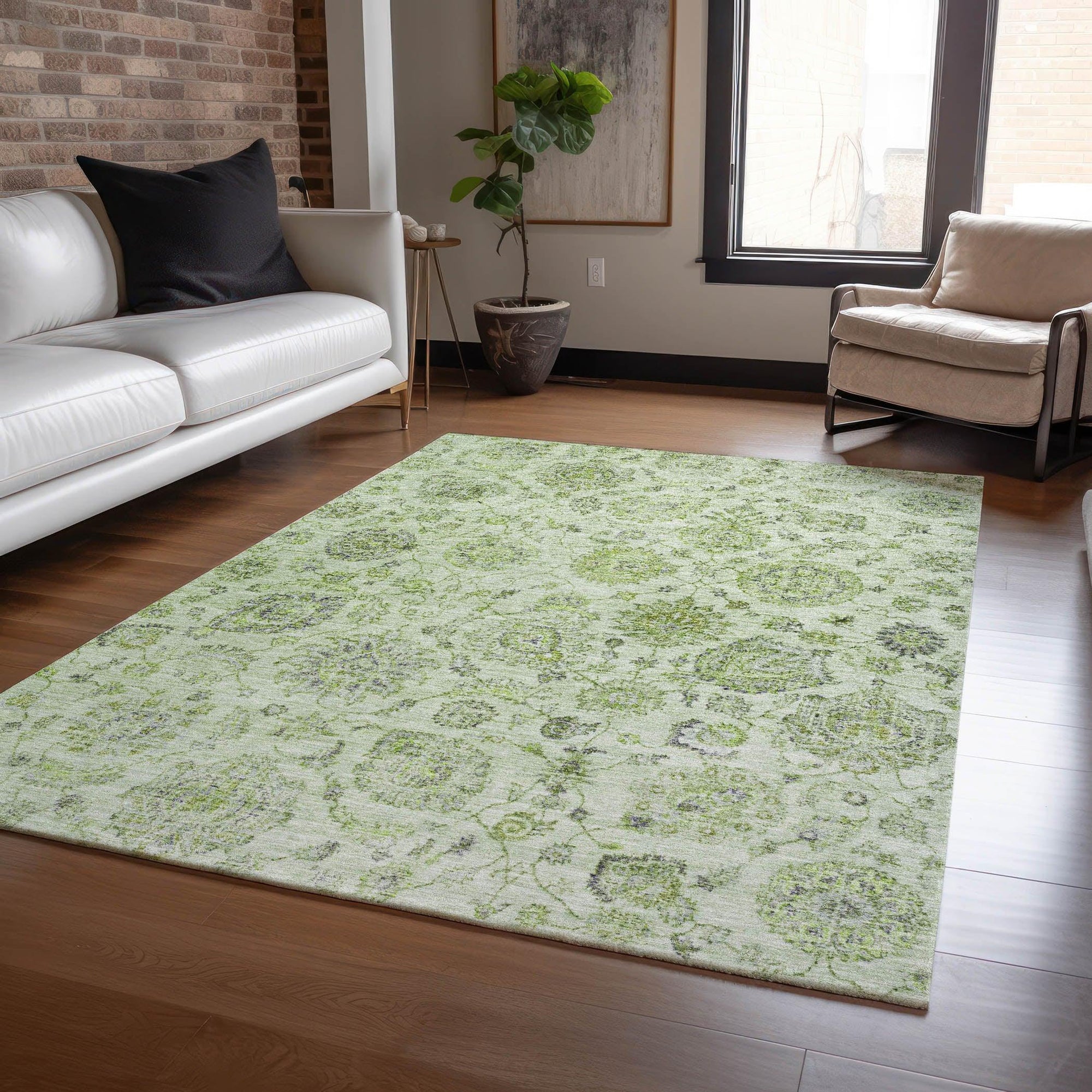 Addison Rugs Raeora Green Washable Indoor-Outdoor Rug