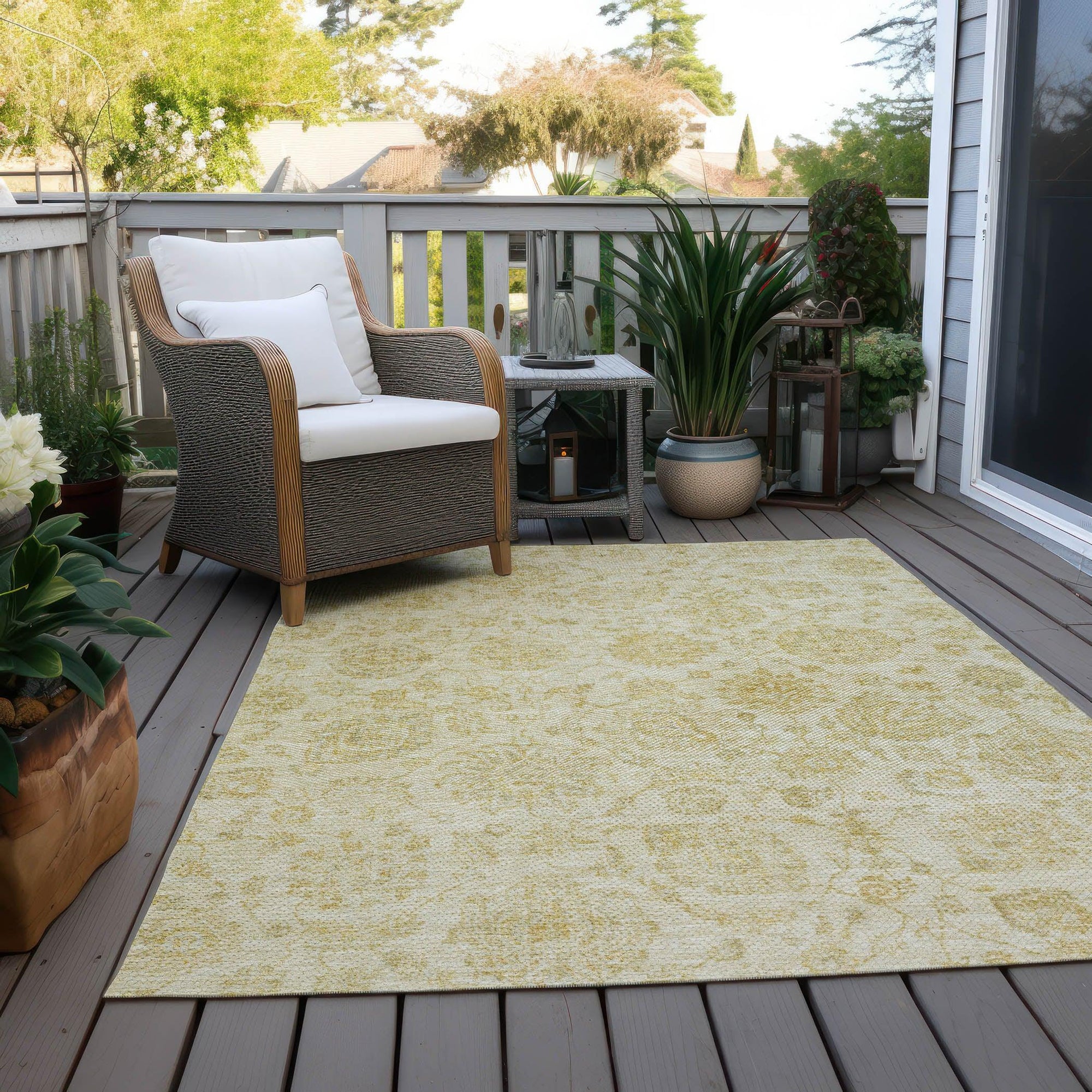 Addison Rugs Raeora Gold Washable Indoor-Outdoor Rug