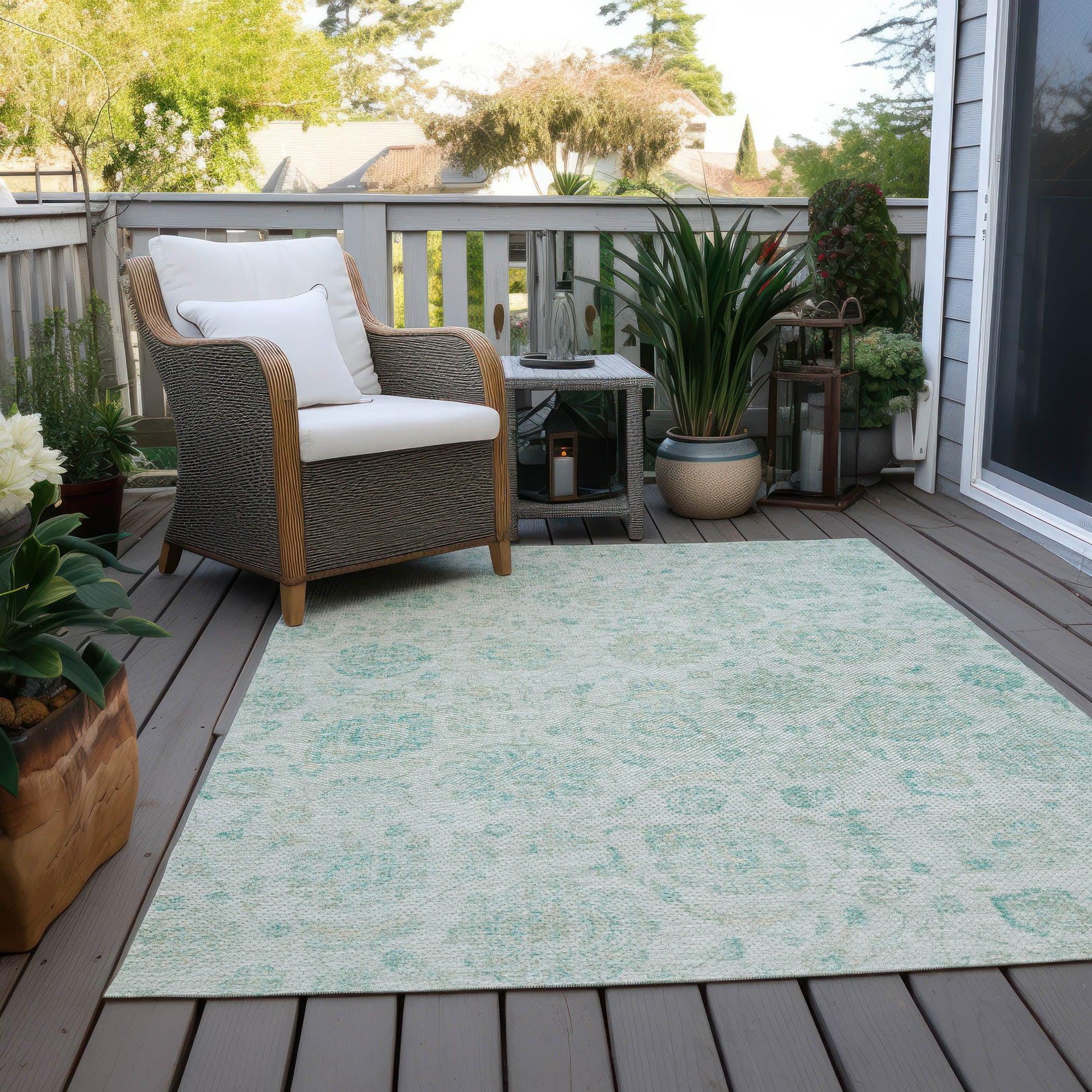 Addison Rugs Raeora Teal Washable Indoor-Outdoor Rug