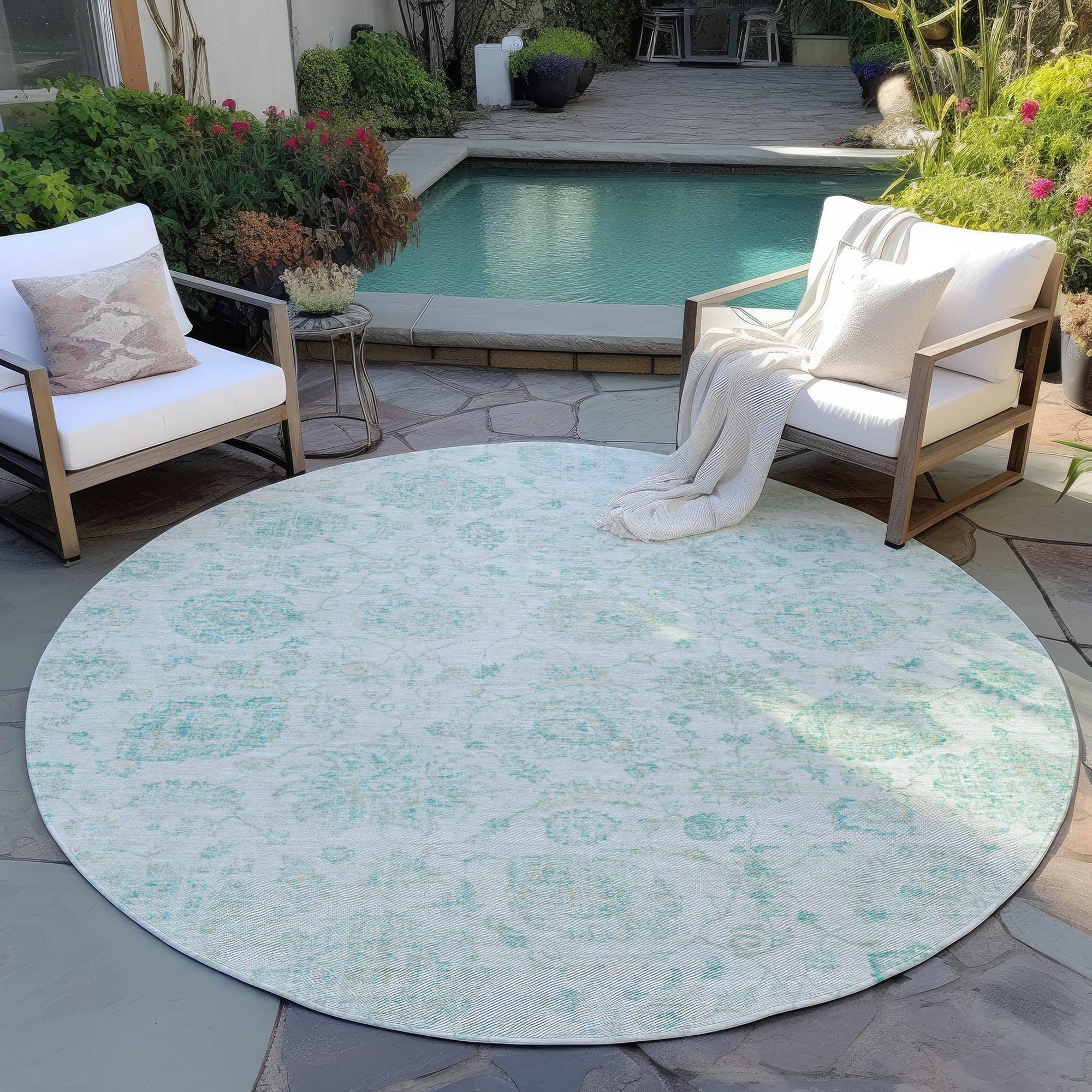 Addison Rugs Raeora Teal Washable Indoor-Outdoor Rug