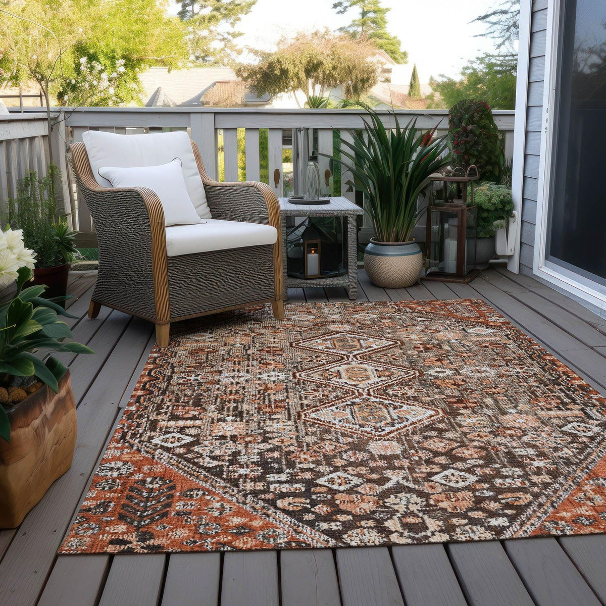 Saelain Brown Washable Indoor-Outdoor Rug - Ships in 2-3 Days - view 3