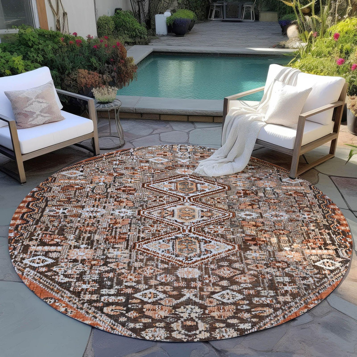 Saelain Brown Washable Indoor-Outdoor Rug - Ships in 2-3 Days - view 12