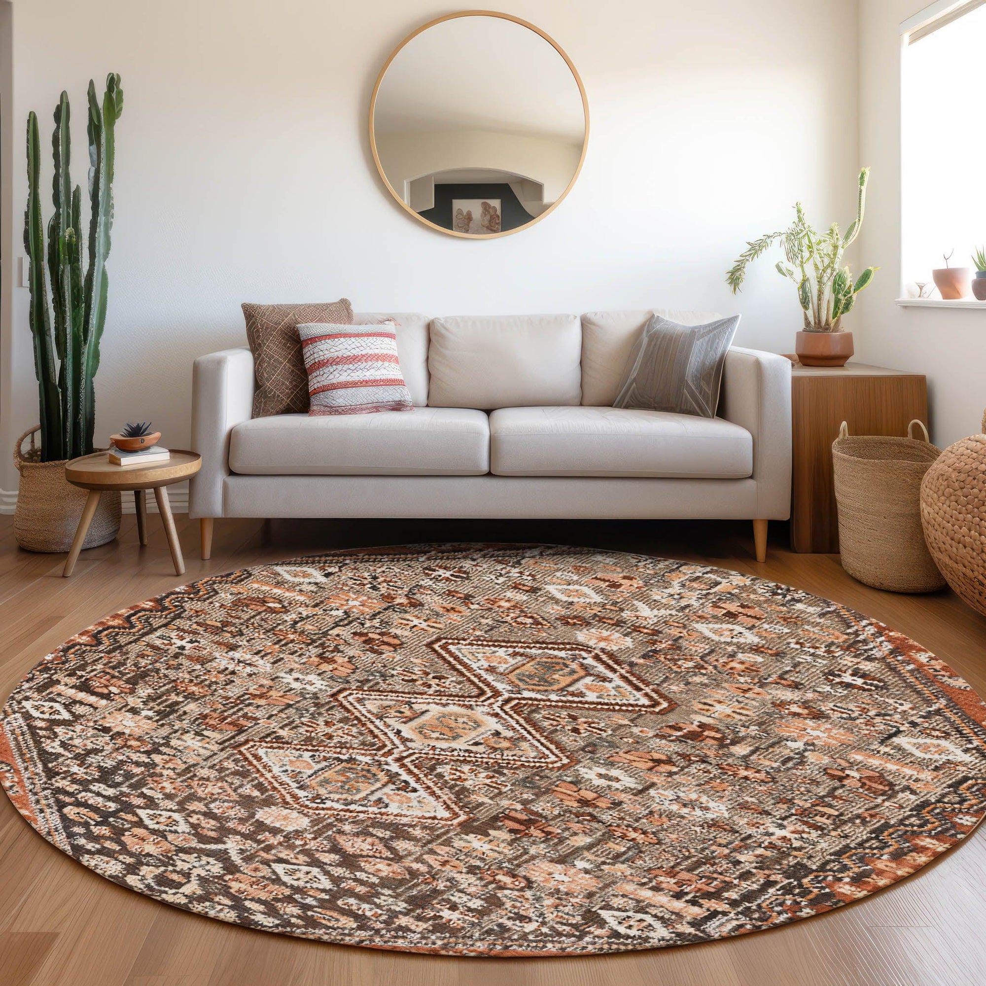 Saelain Brown Washable Indoor-Outdoor Rug