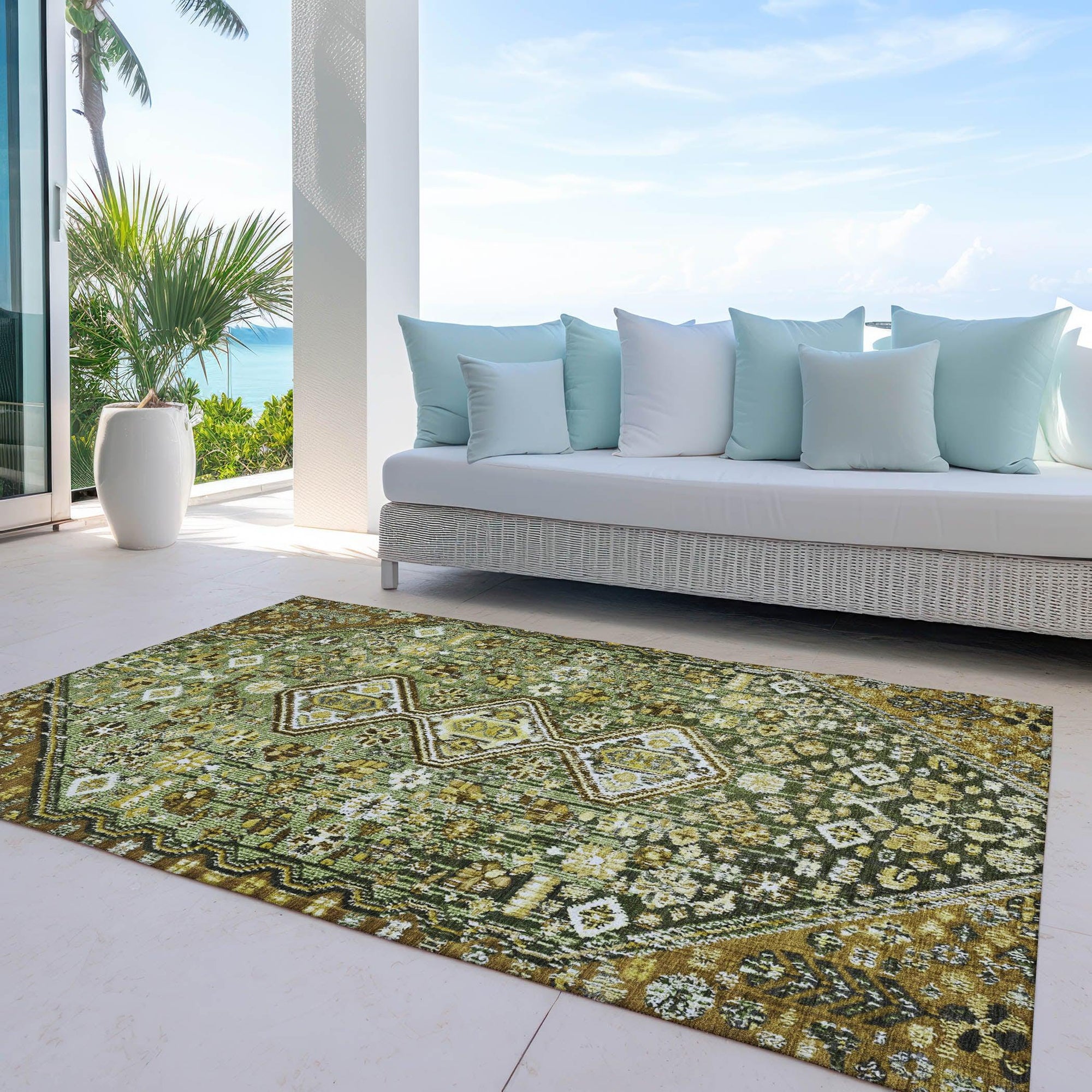 Addison Rugs Saelain Olive Washable Indoor-Outdoor Rug