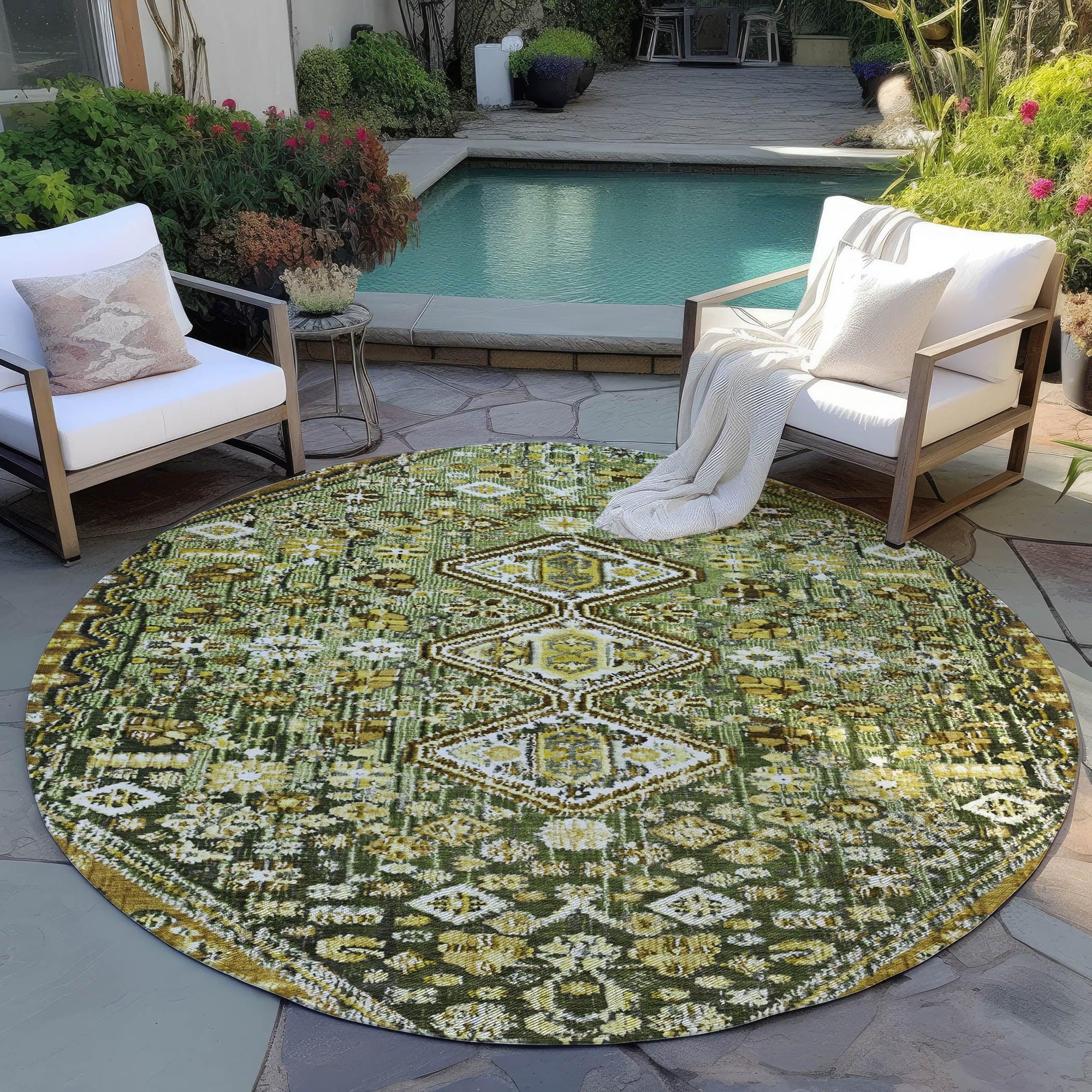 Addison Rugs Saelain Olive Washable Indoor-Outdoor Rug