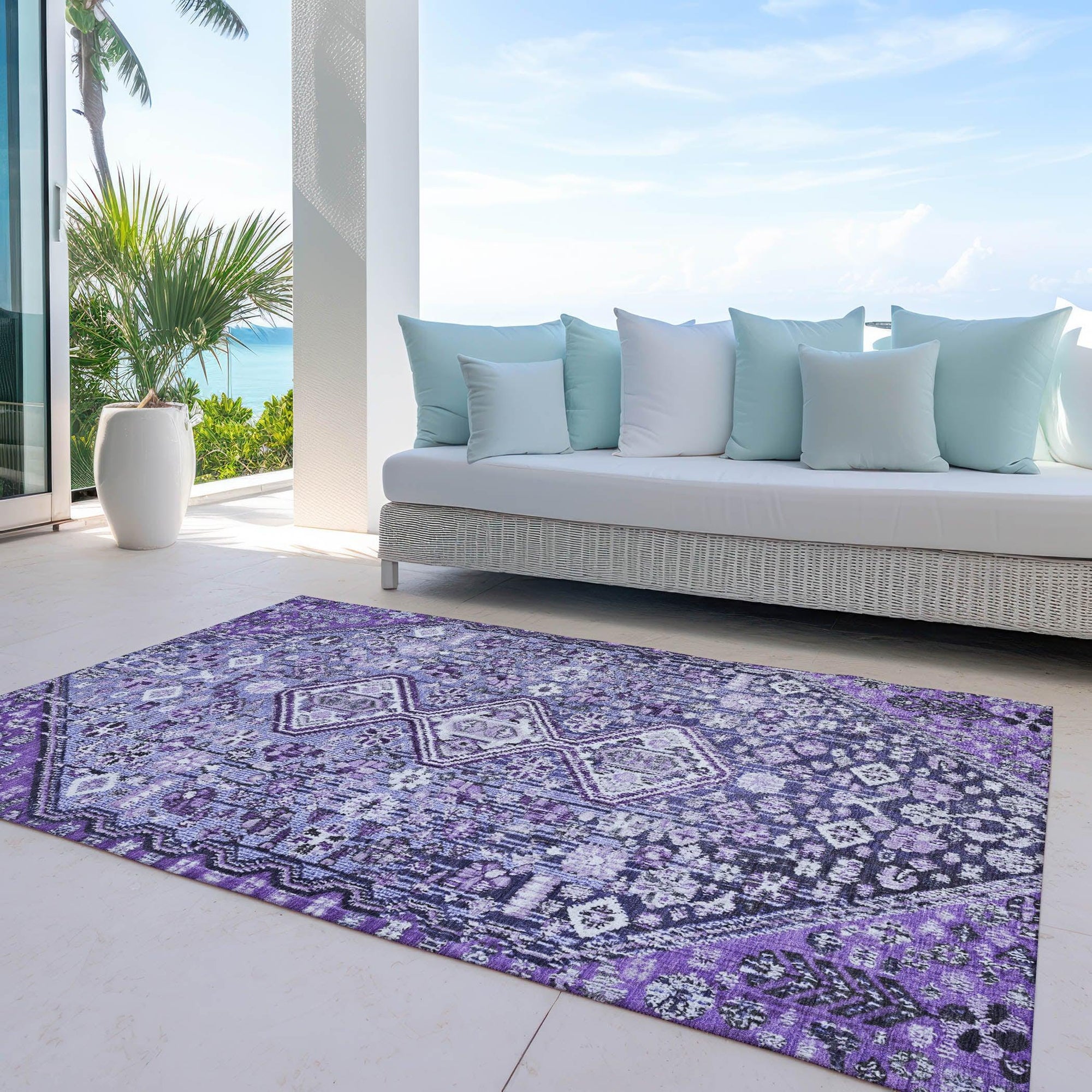 Addison Rugs Saelain Purple Washable Indoor-Outdoor Rug