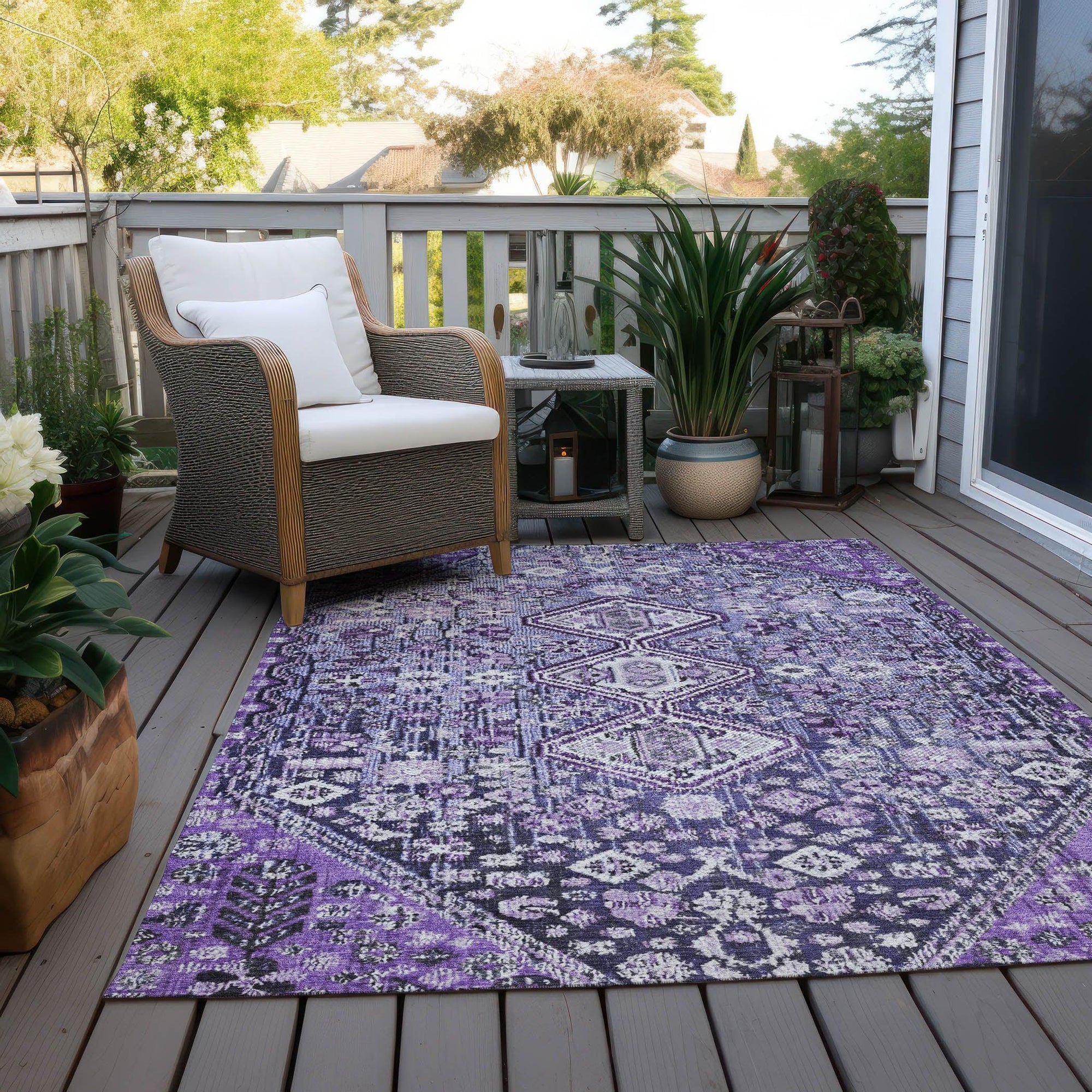 Addison Rugs Saelain Purple Washable Indoor-Outdoor Rug