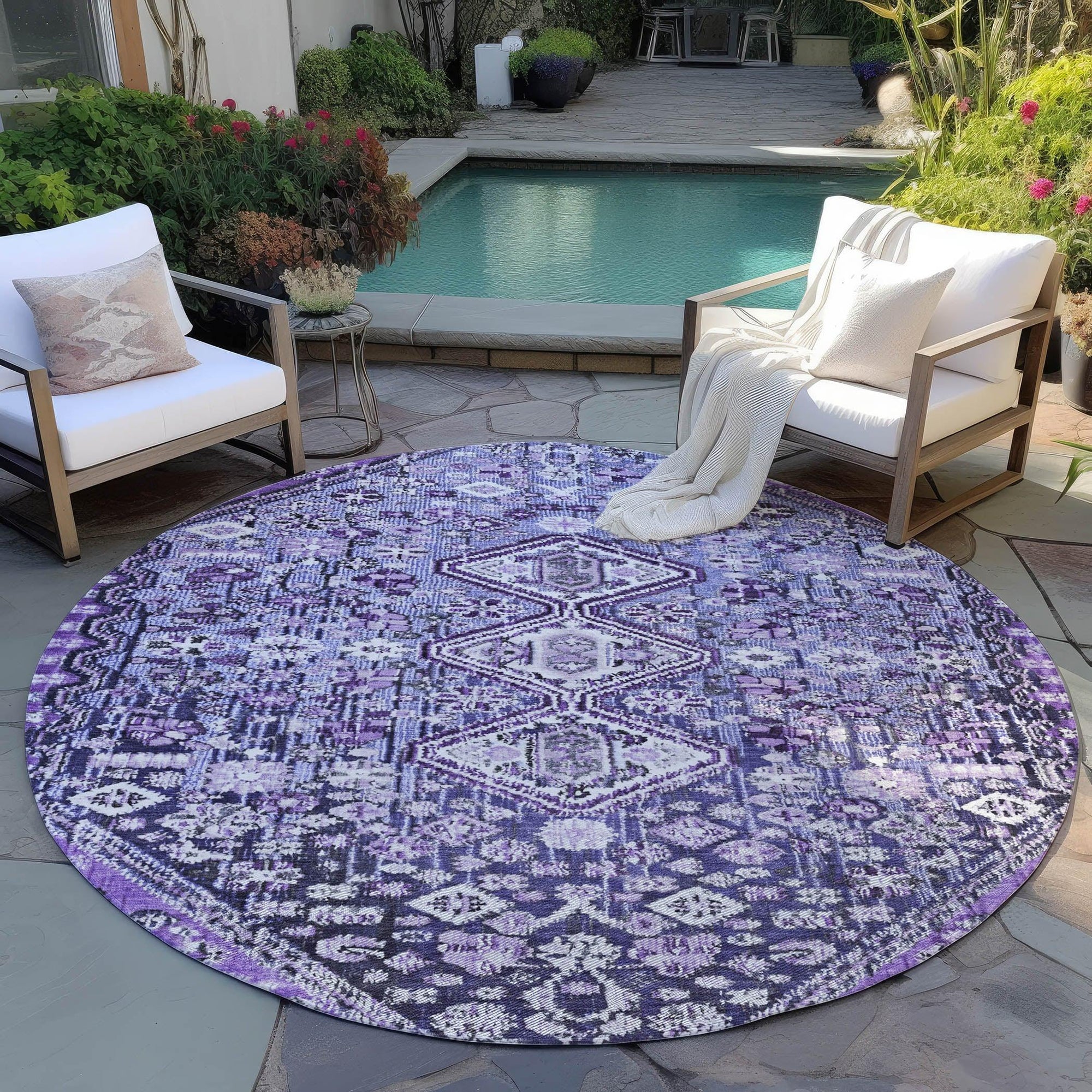 Addison Rugs Saelain Purple Washable Indoor-Outdoor Rug