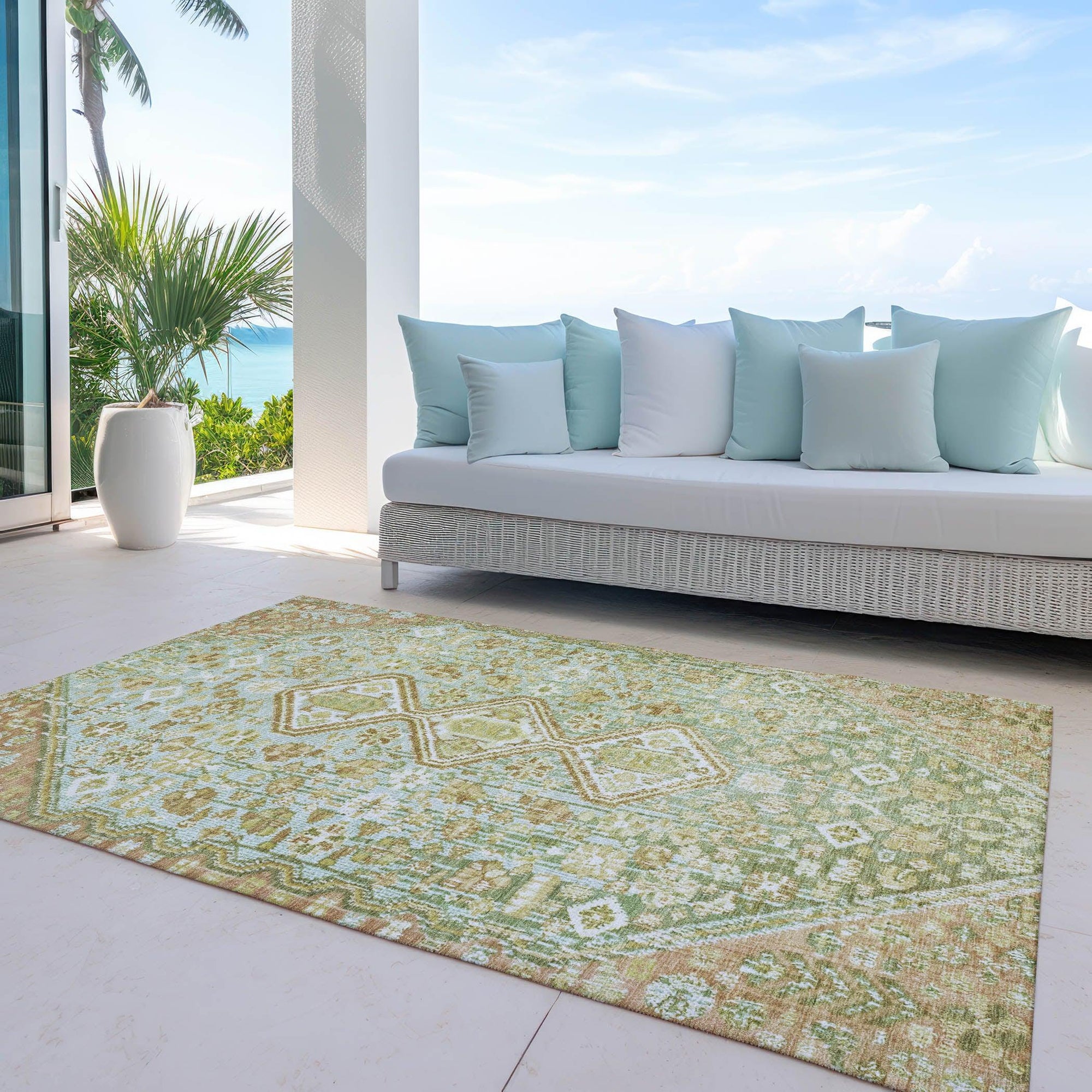 Addison Rugs Saelain Green Washable Indoor-Outdoor Rug