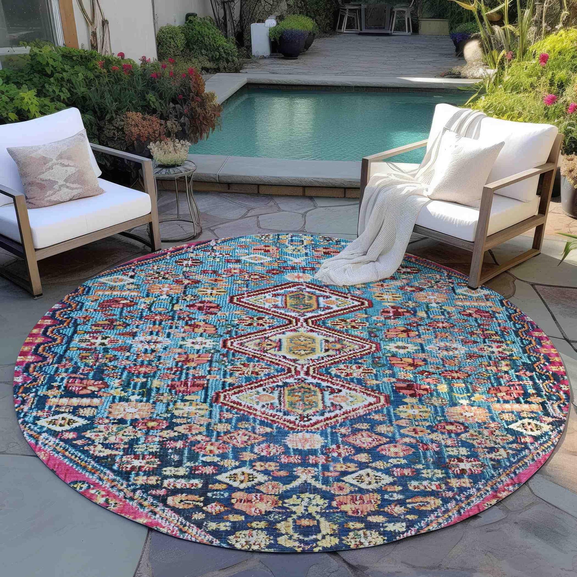 Addison Rugs Saelain Teal Washable Indoor-Outdoor Rug