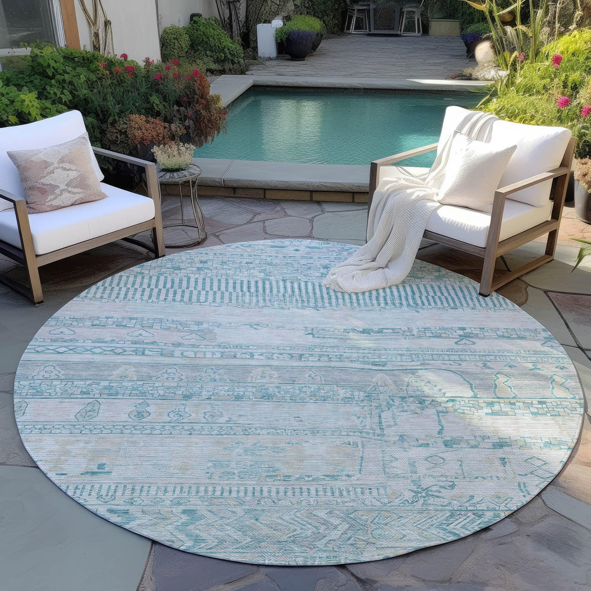 Addison Rugs Saelanor Teal Washable Indoor-Outdoor Rug