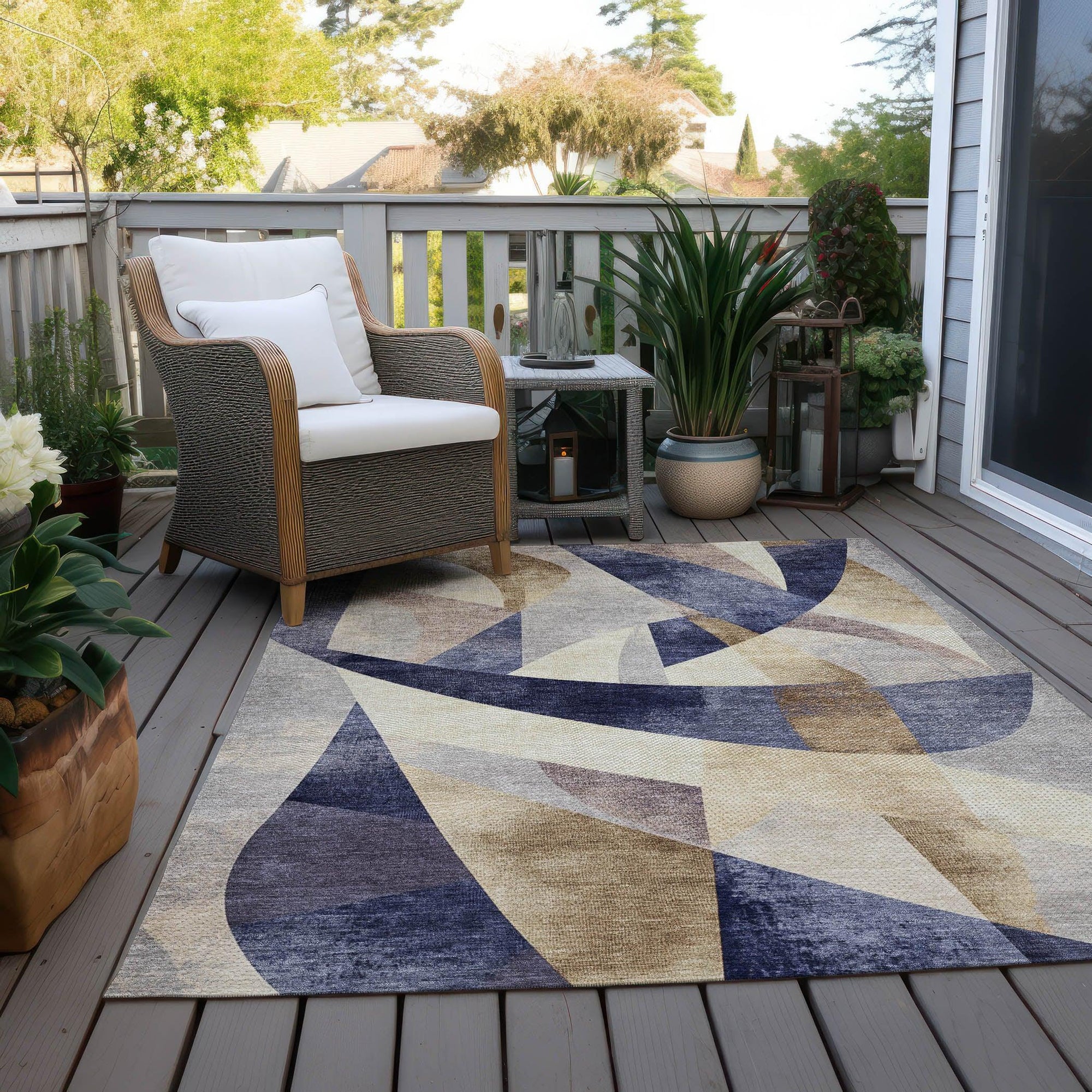 Addison Rugs Saelara Blue Washable Indoor-Outdoor Rug
