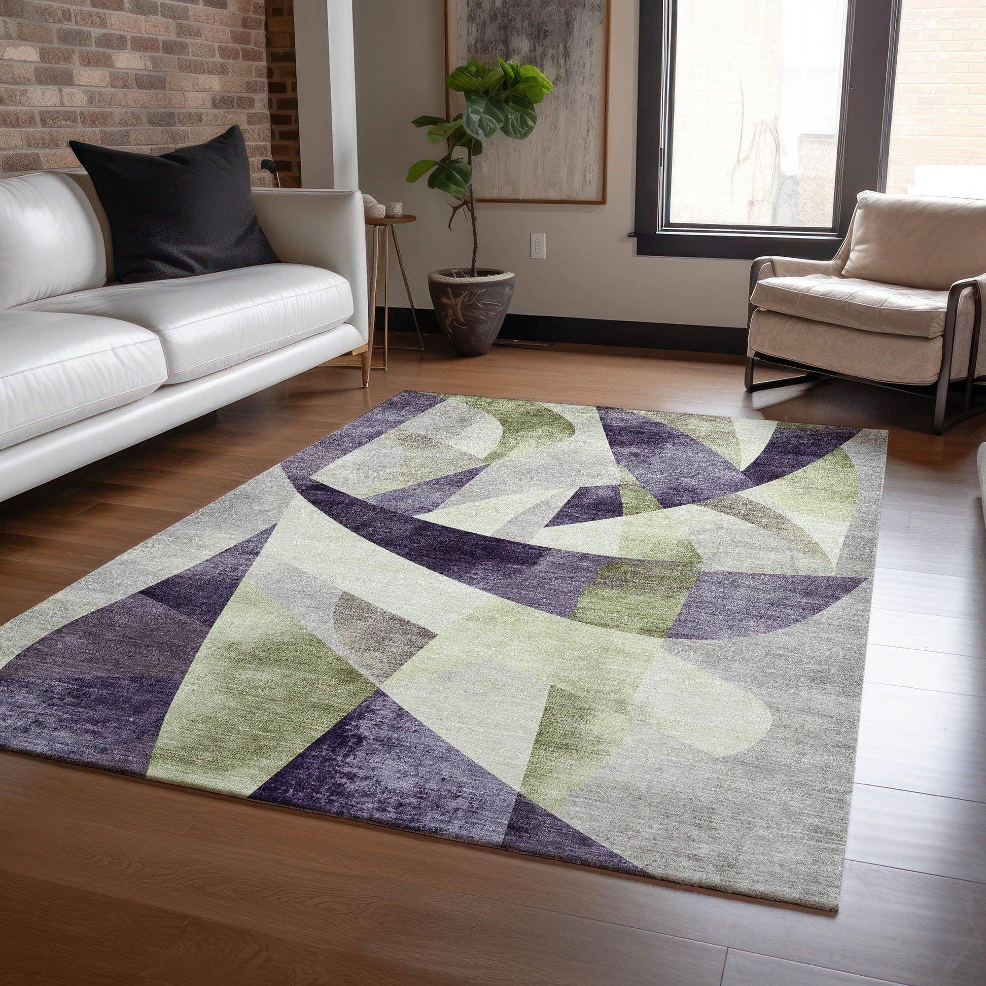 Addison Rugs Saelara Purple Washable Indoor-Outdoor Rug