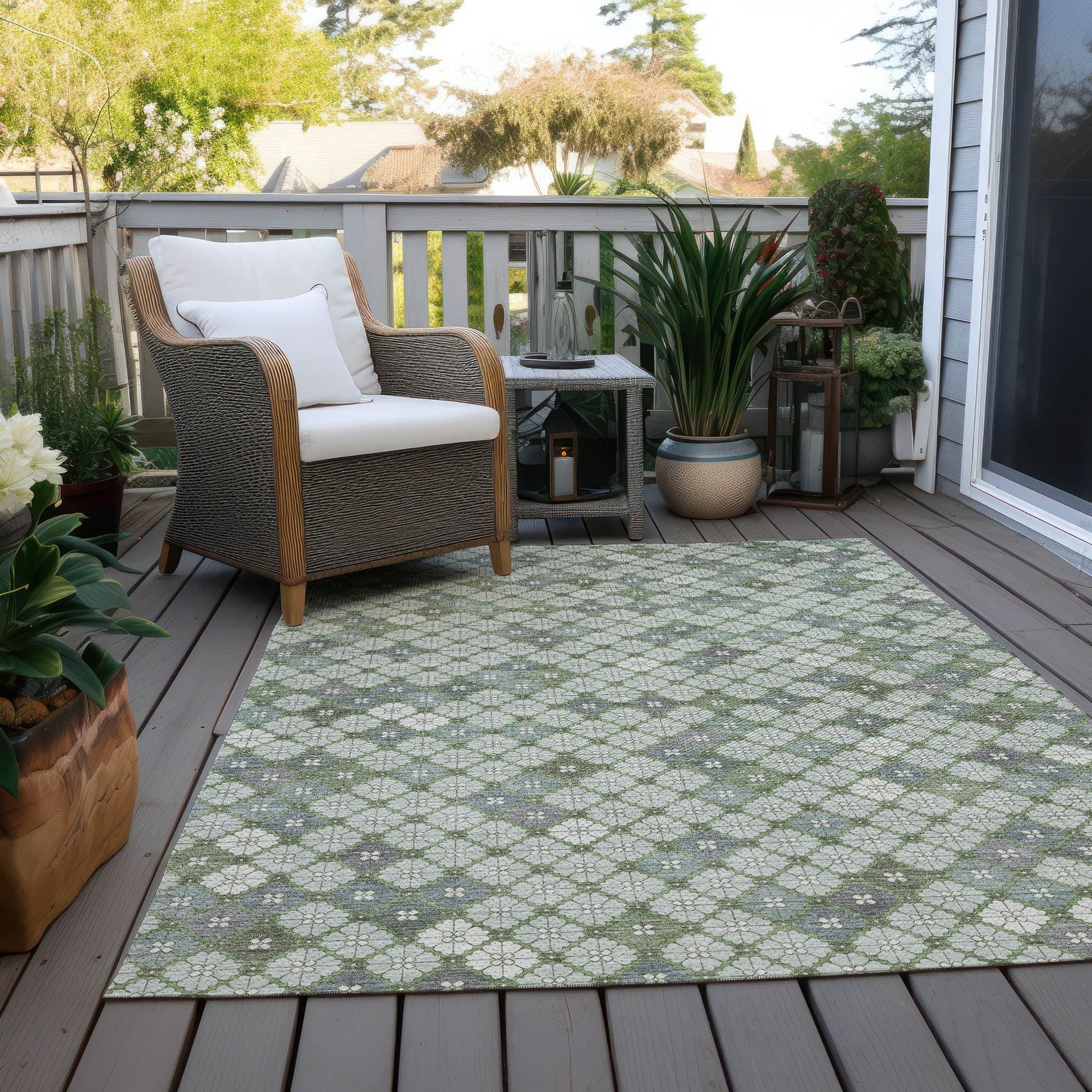 Addison Rugs Saelaris Green Washable Indoor-Outdoor Rug