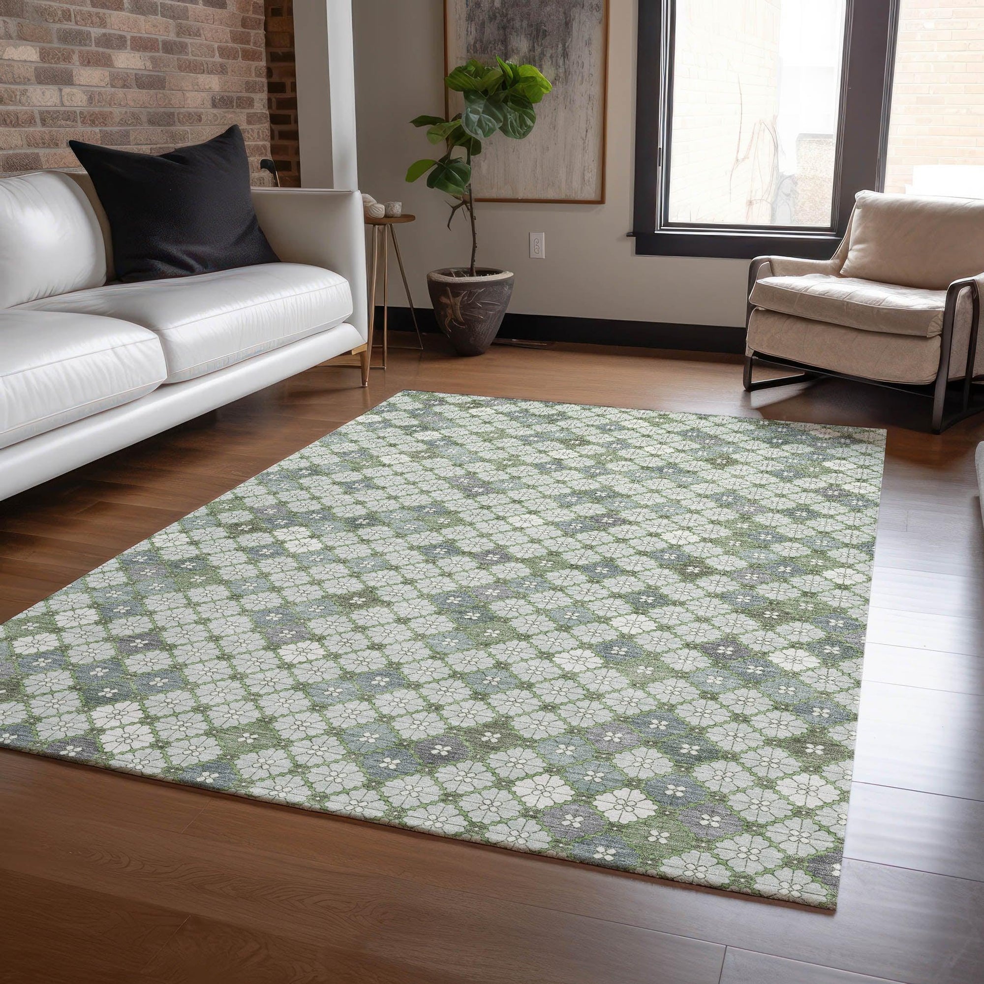 Addison Rugs Saelaris Green Washable Indoor-Outdoor Rug