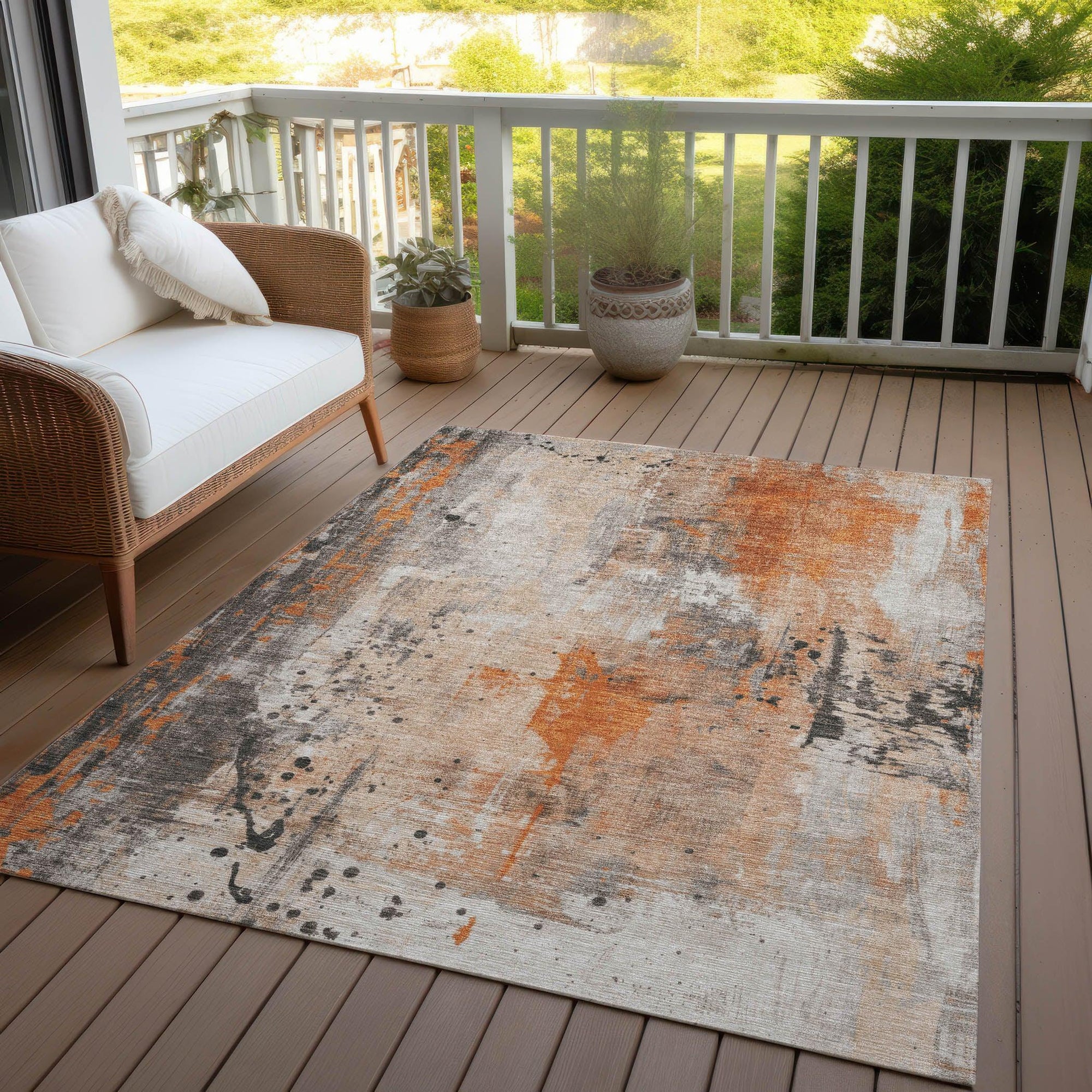 Addison Rugs Saelion Orange Washable Indoor-Outdoor Rug