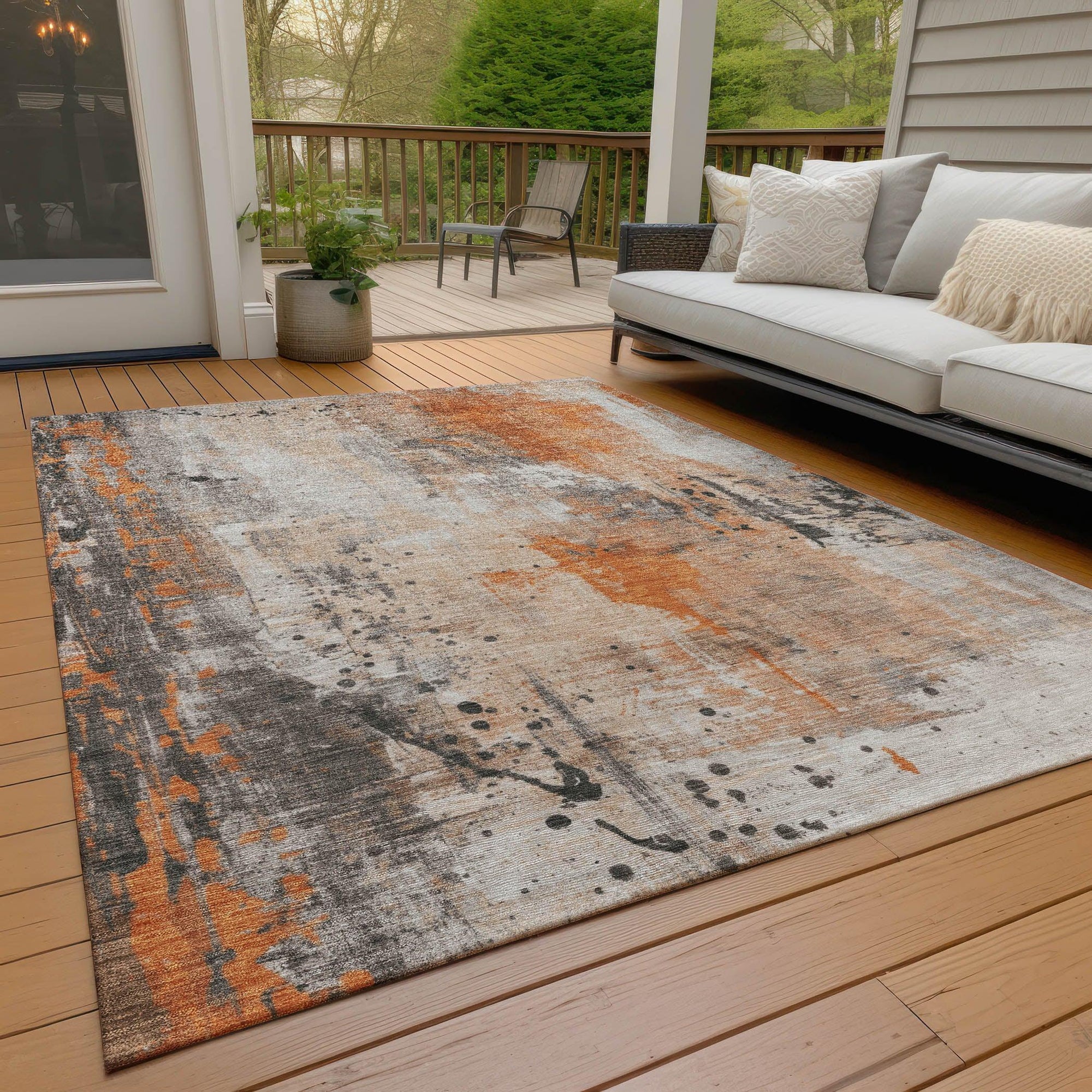 Addison Rugs Saelion Orange Washable Indoor-Outdoor Rug
