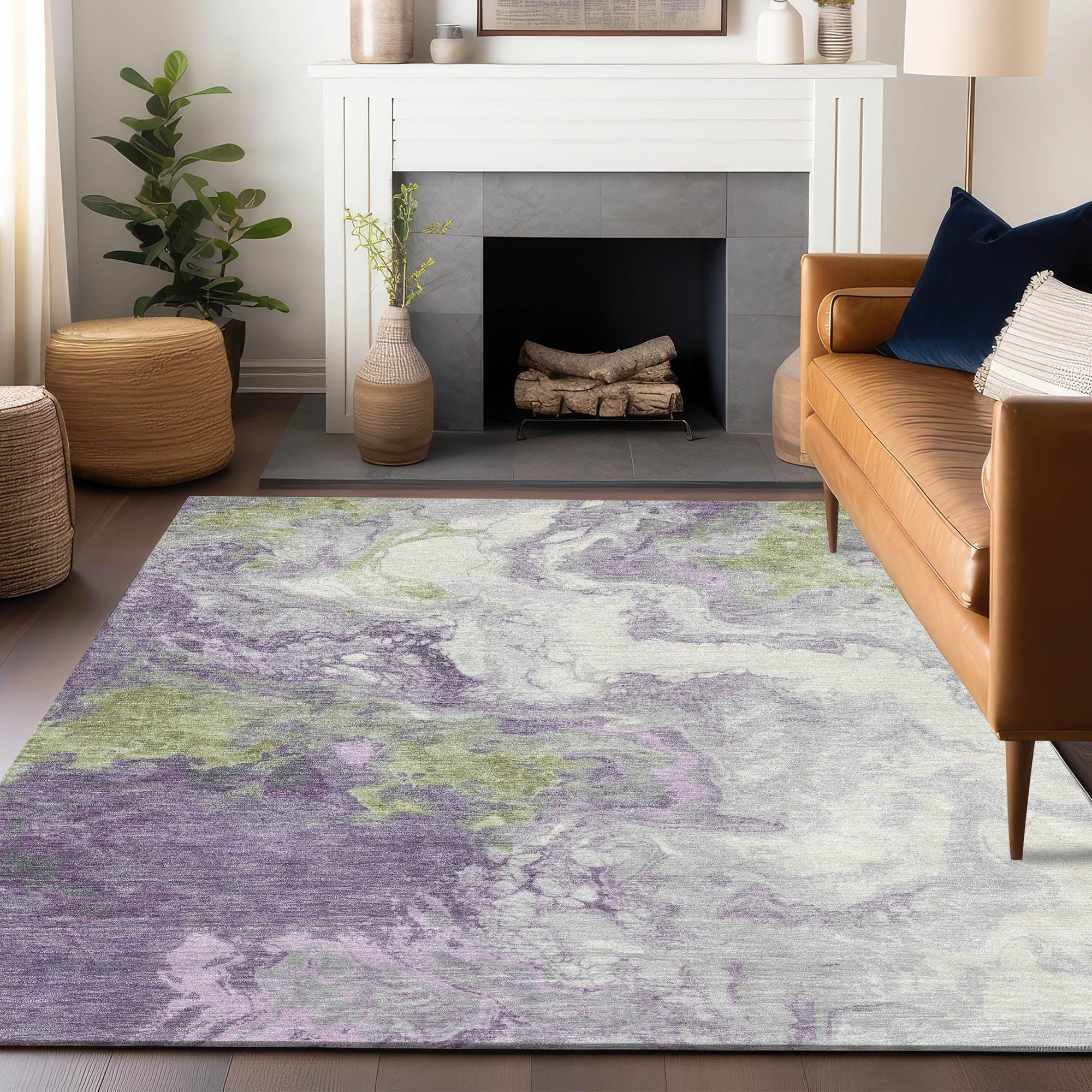 Addison Rugs Saelira Purple Washable Indoor-Outdoor Rug