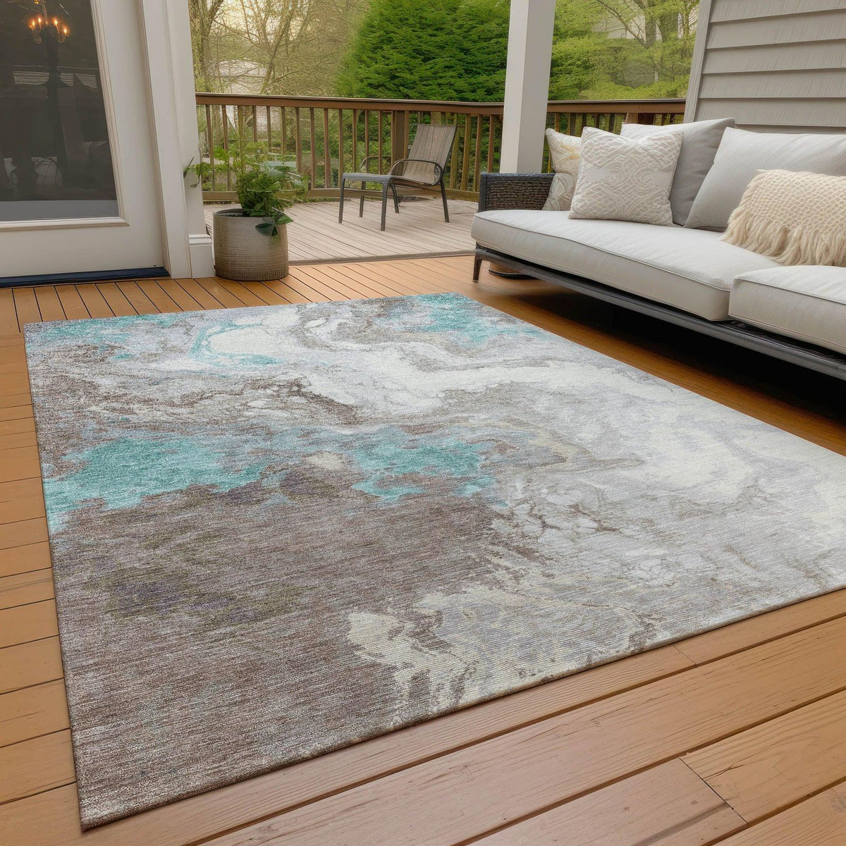 Saelira Teal Washable Indoor-Outdoor Rug - Area Rug, Ships in 2-3 Days - view 2