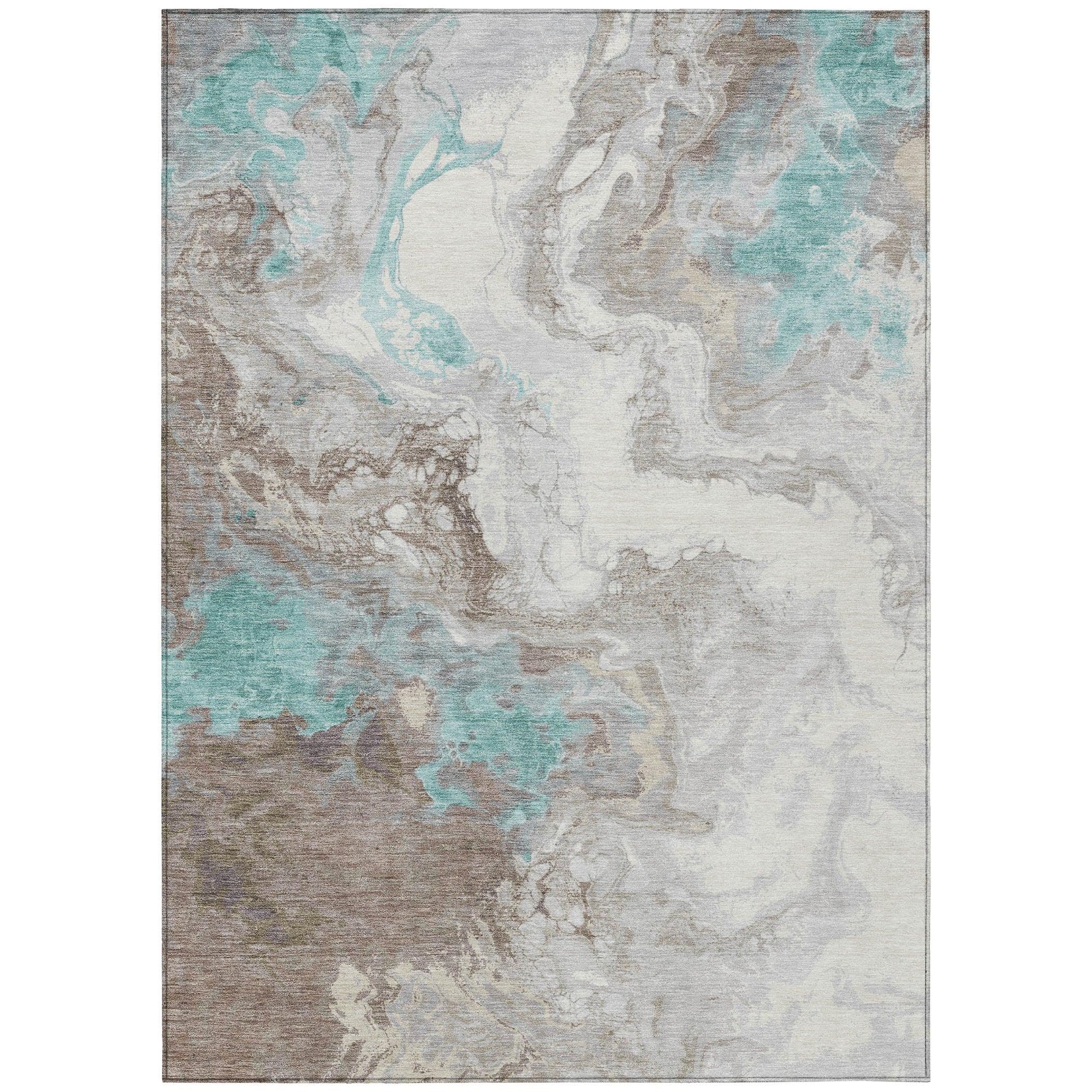 Saelira Teal Washable Indoor-Outdoor Rug