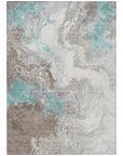 Saelira Teal Washable Indoor-Outdoor Rug