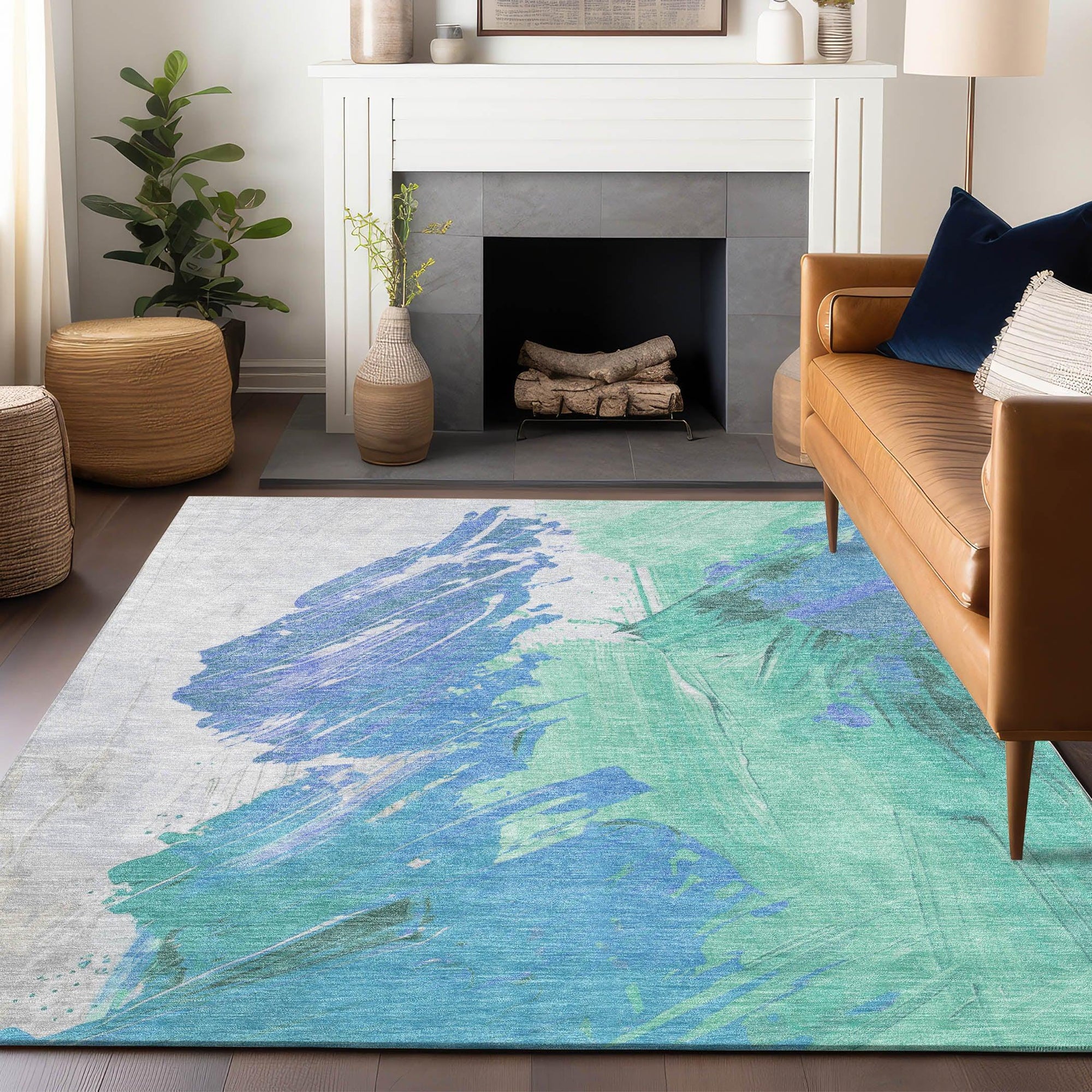 Addison Rugs Saelon Blue Washable Indoor-Outdoor Rug