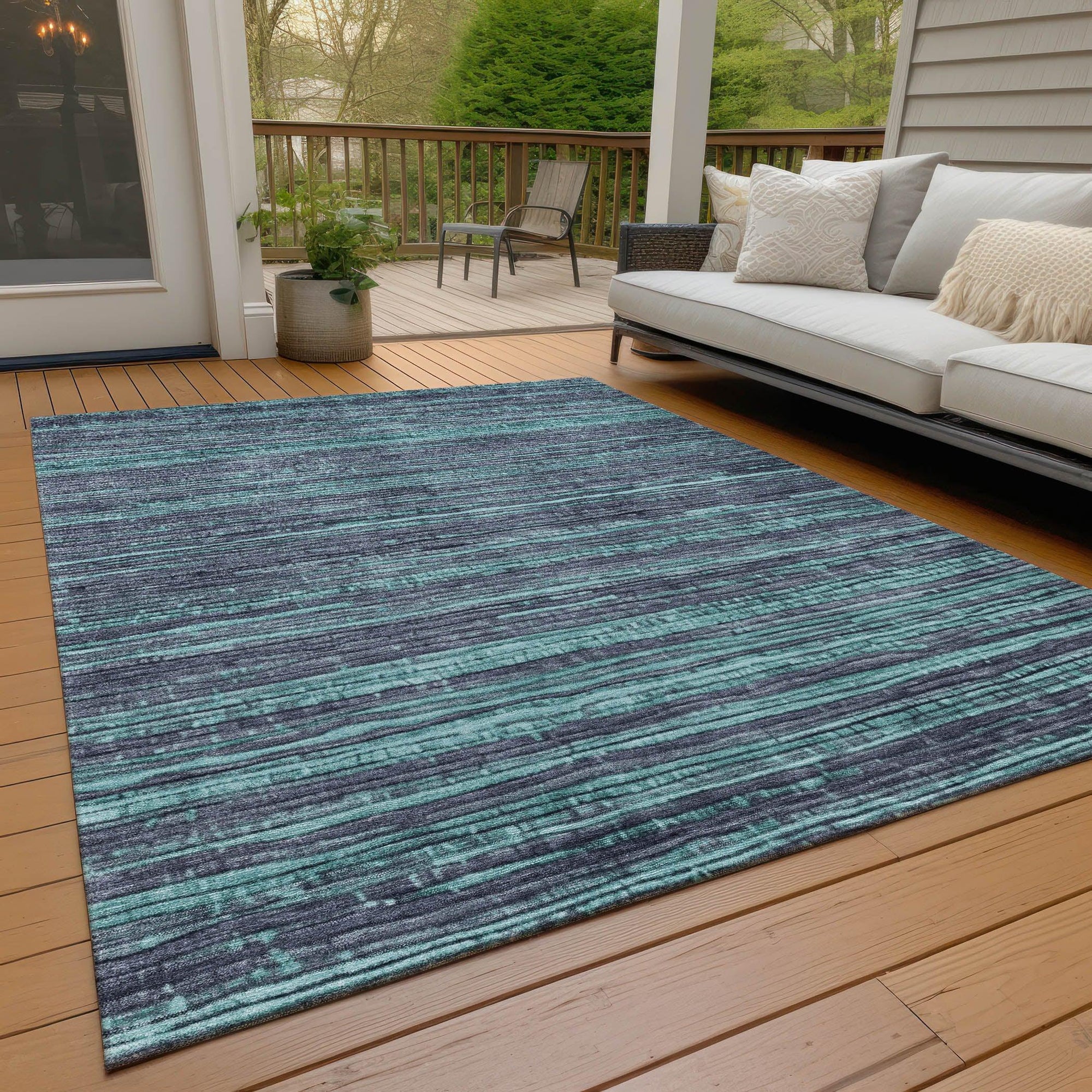 Addison Rugs Taelain Teal Washable Indoor-Outdoor Rug