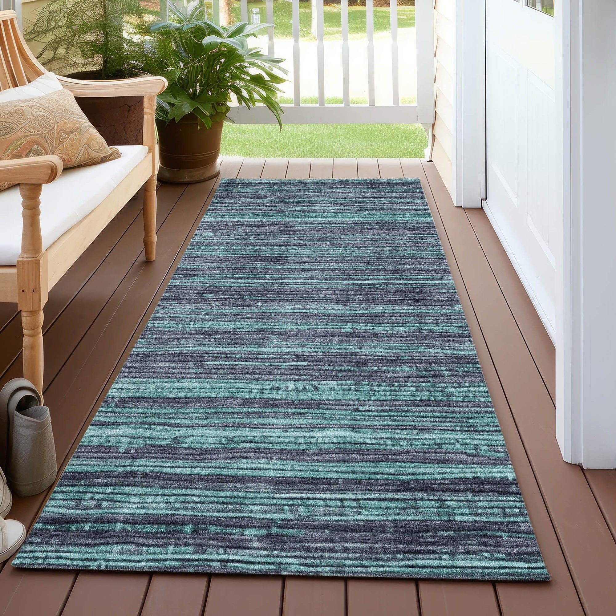 Addison Rugs Taelain Teal Washable Indoor-Outdoor Rug