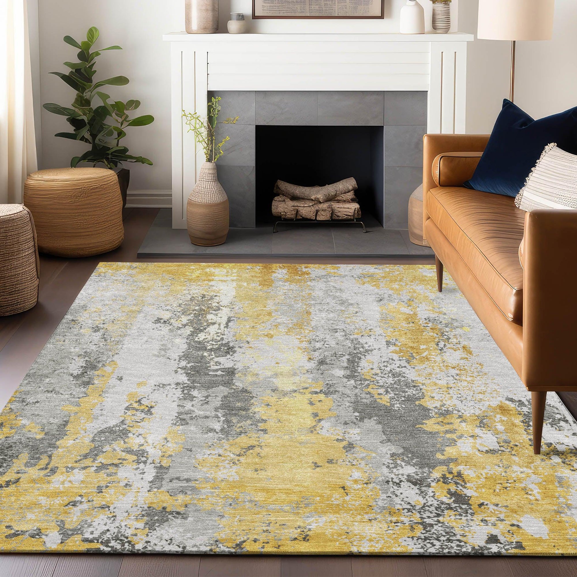 Addison Rugs Taelara Gold Washable Indoor-Outdoor Rug