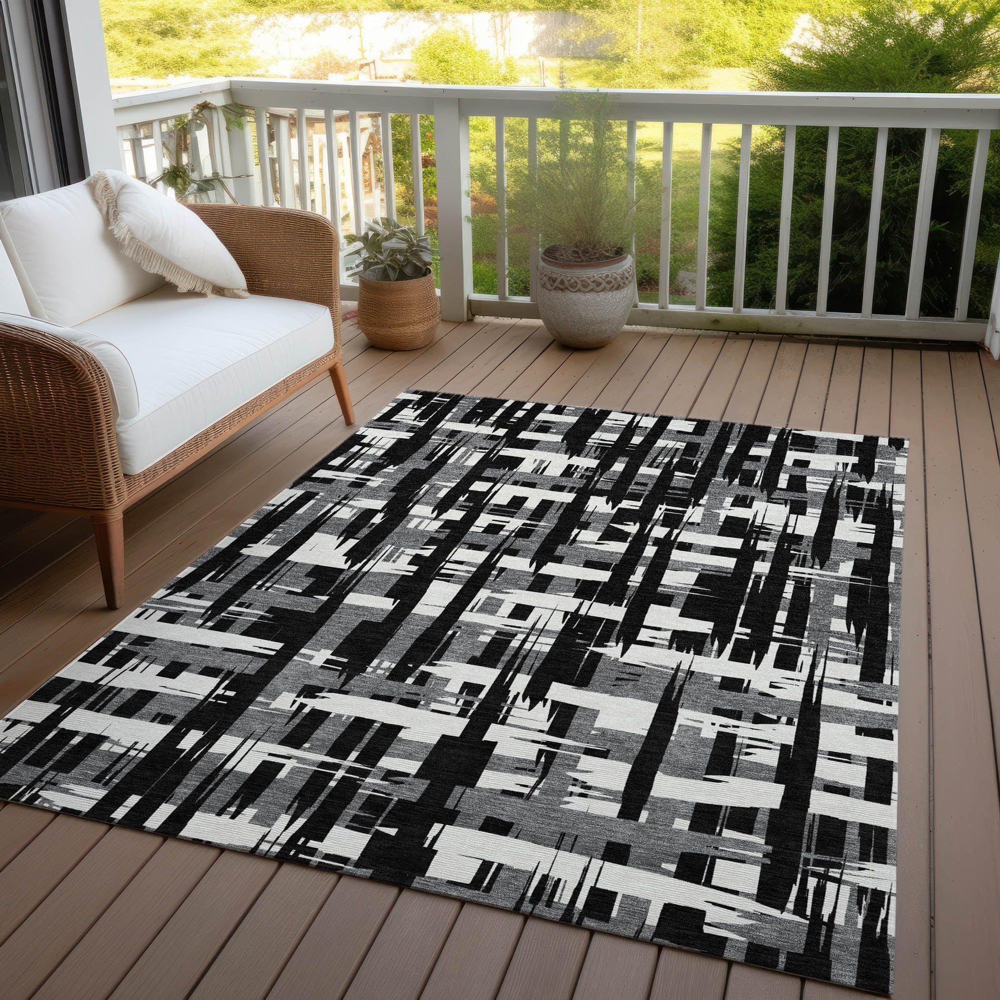 Addison Rugs Taelaris Black Washable Indoor-Outdoor Rug