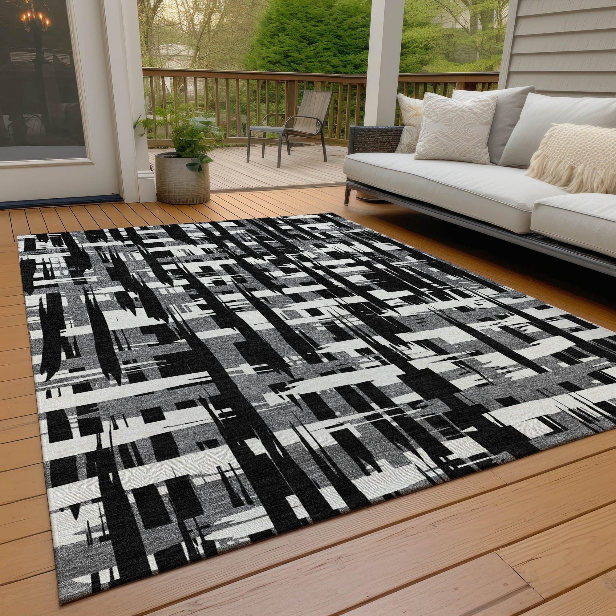 Addison Rugs Taelaris Black Washable Indoor-Outdoor Rug