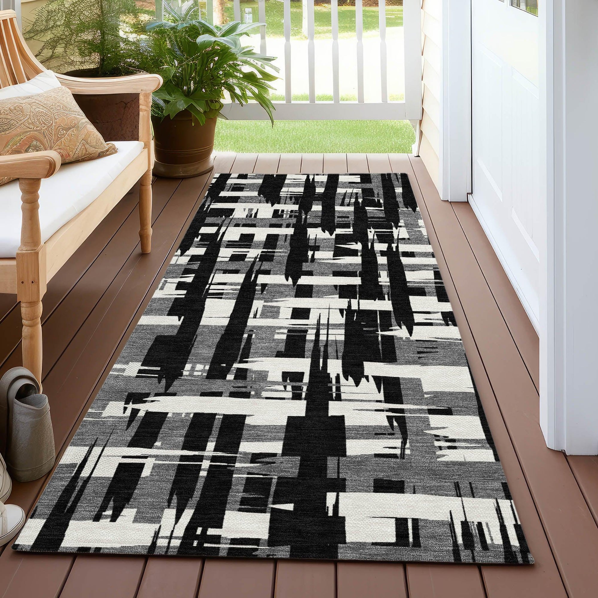 Addison Rugs Taelaris Black Washable Indoor-Outdoor Rug