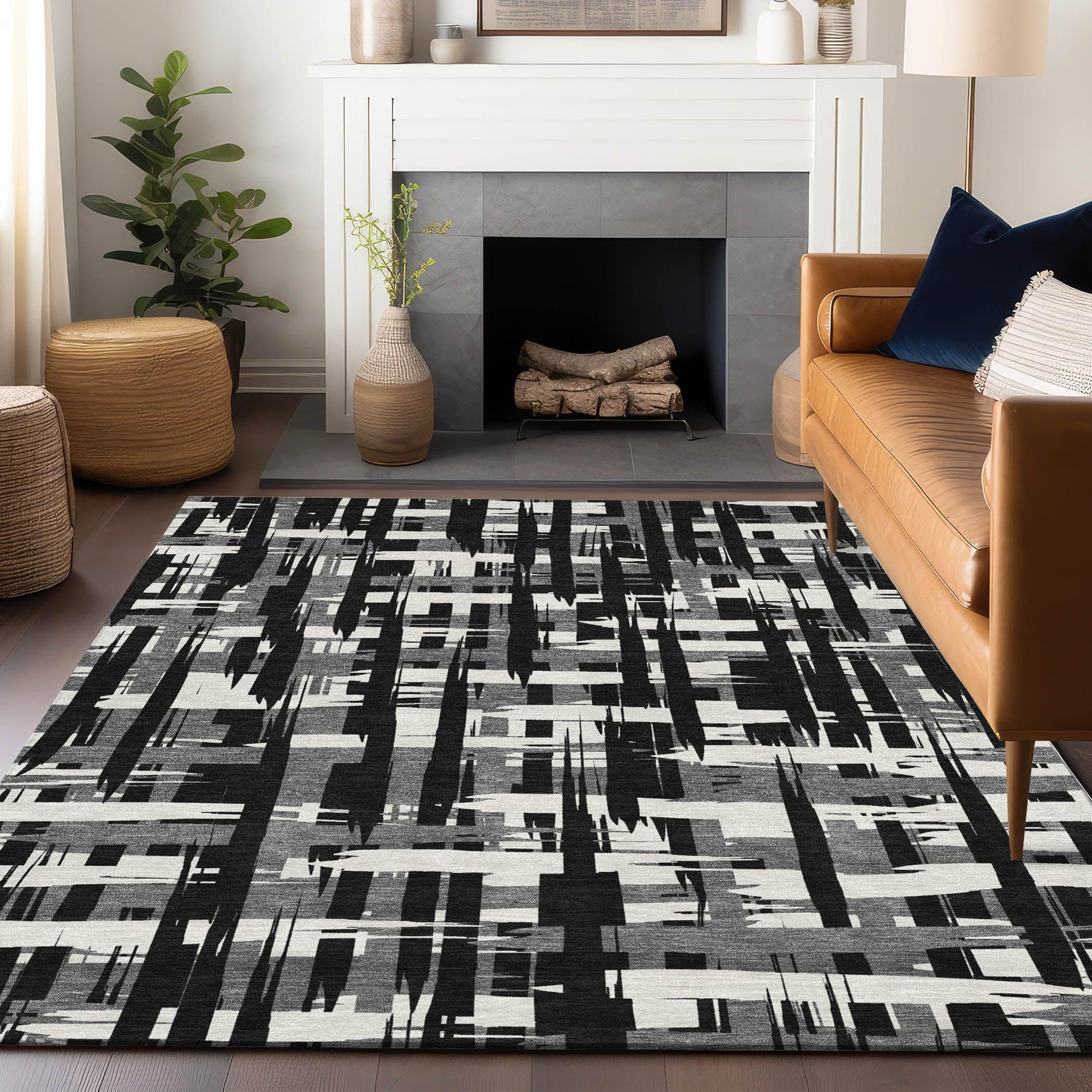 Addison Rugs Taelaris Black Washable Indoor-Outdoor Rug